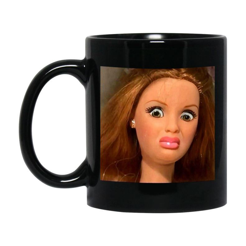Disgusted Doll Face Mug, Funny Doll Face Meme Coffee Cup