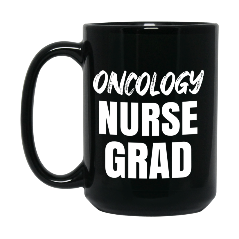 Oncology Nurse Grad Coffee Mug - Black Ceramic Nursing Graduation Gift