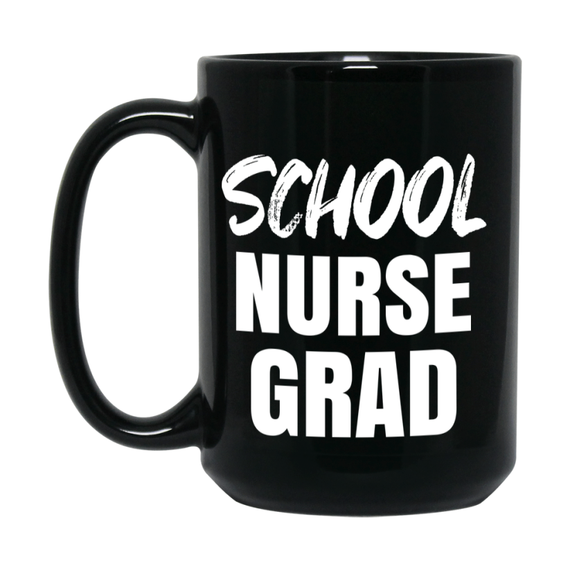 School Nurse Grad Coffee Mug - Black Ceramic Nursing Graduation Gift