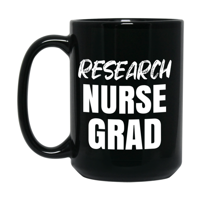 Research Nurse Grad Coffee Mug - Black Ceramic Nursing Graduation Gift