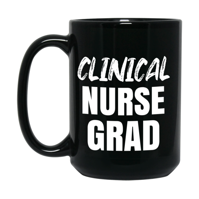 Clinical Nurse Grad Coffee Mug - Black Ceramic Nursing Graduation Gift