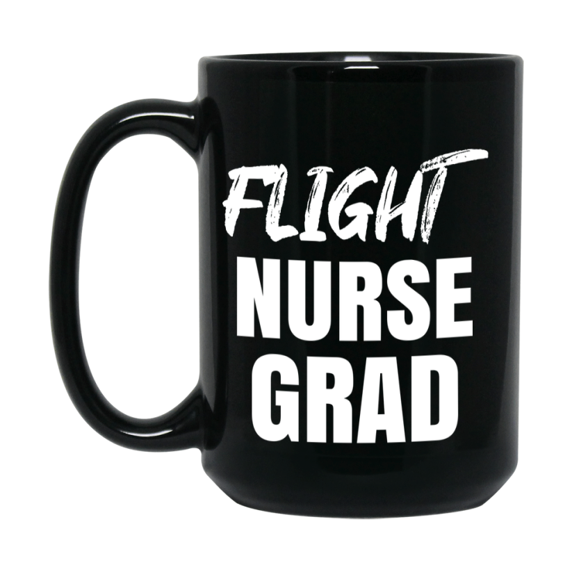 Flight Nurse Grad Coffee Mug - Black Ceramic Nursing Graduation Gift