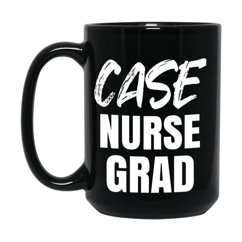 Case Nurse Grad Coffee Mug - Black Ceramic Nursing Graduation Gift