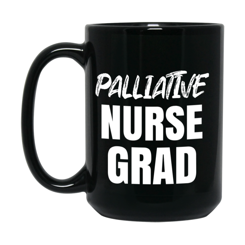 Palliative Nurse Grad Coffee Mug - Black Ceramic Nursing Graduation Gift