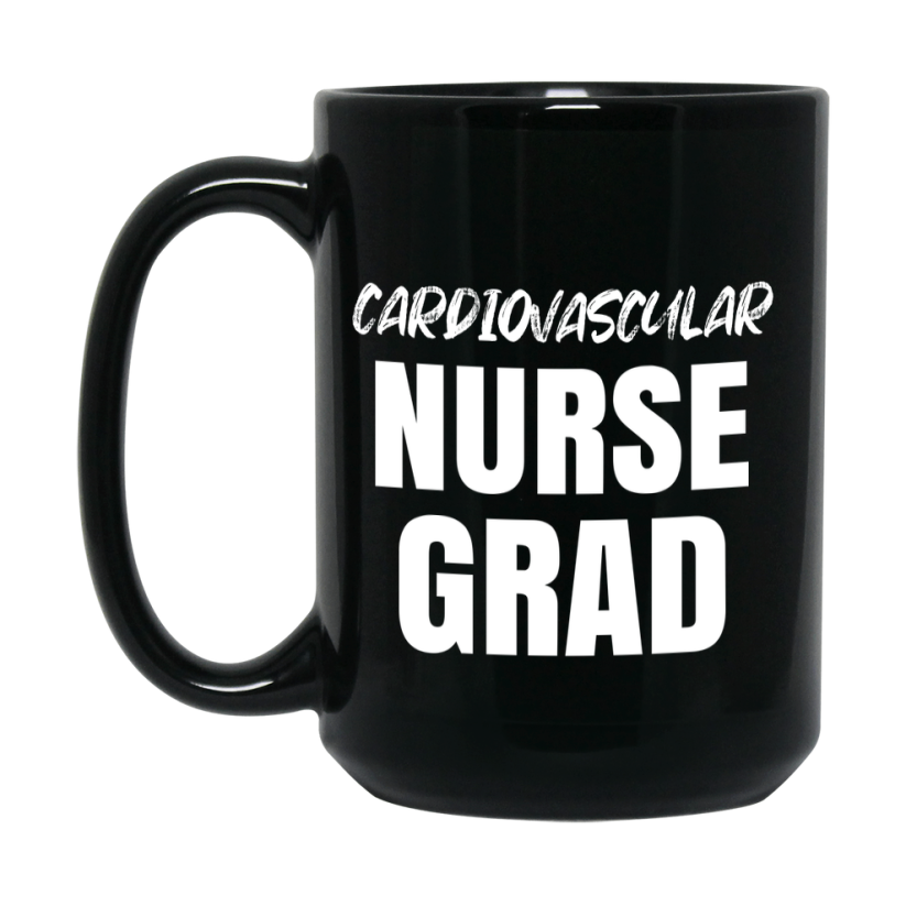 Cardiovascular Nurse Grad Coffee Mug - Black Ceramic Nursing Graduation Gift