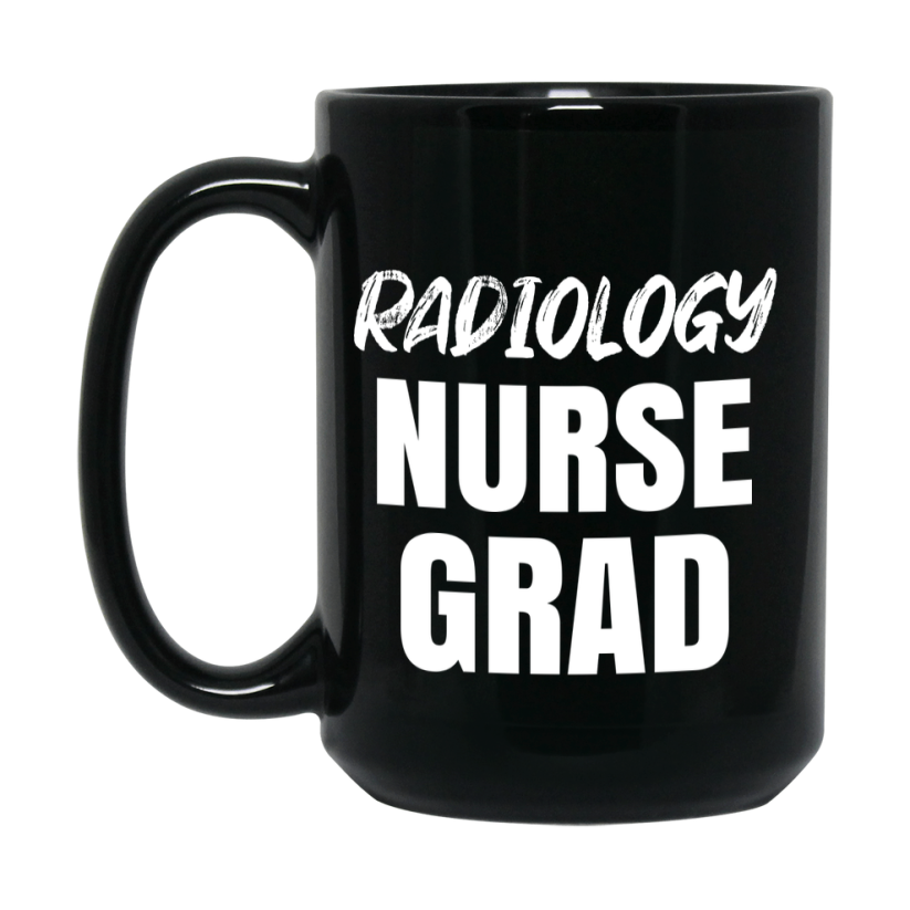 Radiology Nurse Grad Coffee Mug - Black Ceramic Nursing Graduation Gift