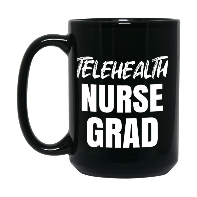 Telehealth Nurse Grad Coffee Mug - Black Ceramic Nursing Graduation Gift