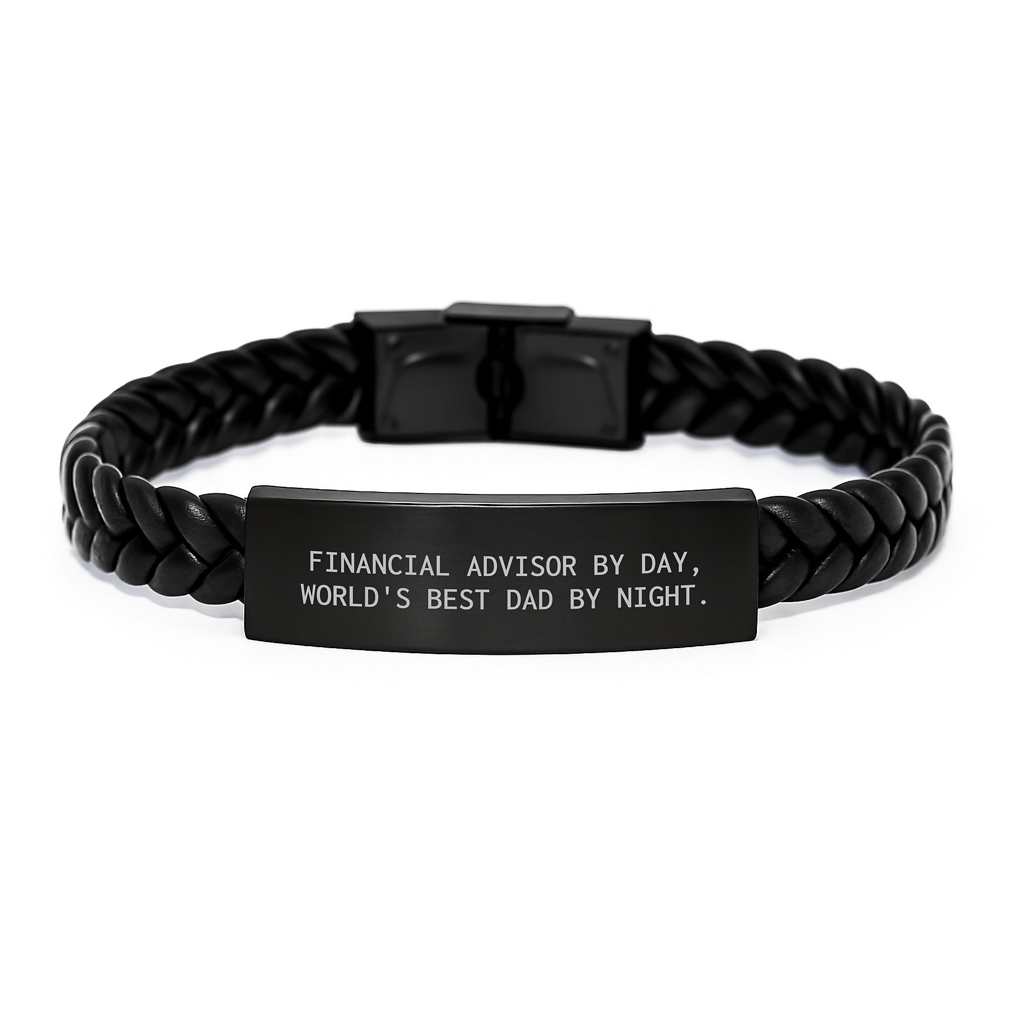 Financial Advisor Gifts, Interlaced Leather Bracelet for Men, Funny Quote, Graduation Unique Gifts from Dad, Gifts for Financial Advisor