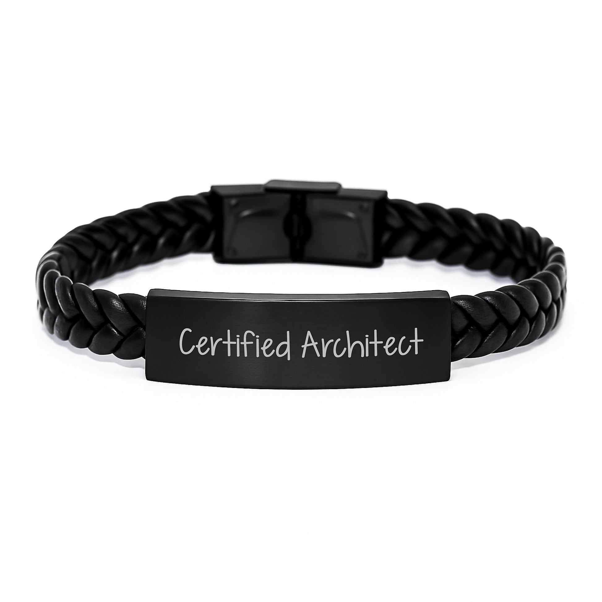 Architect Gifts from Friends - Inspirational Certified Architect Quote Interlaced Leather Bracelet for Men, Unique Graduation Jewelry for Architects - Image 1