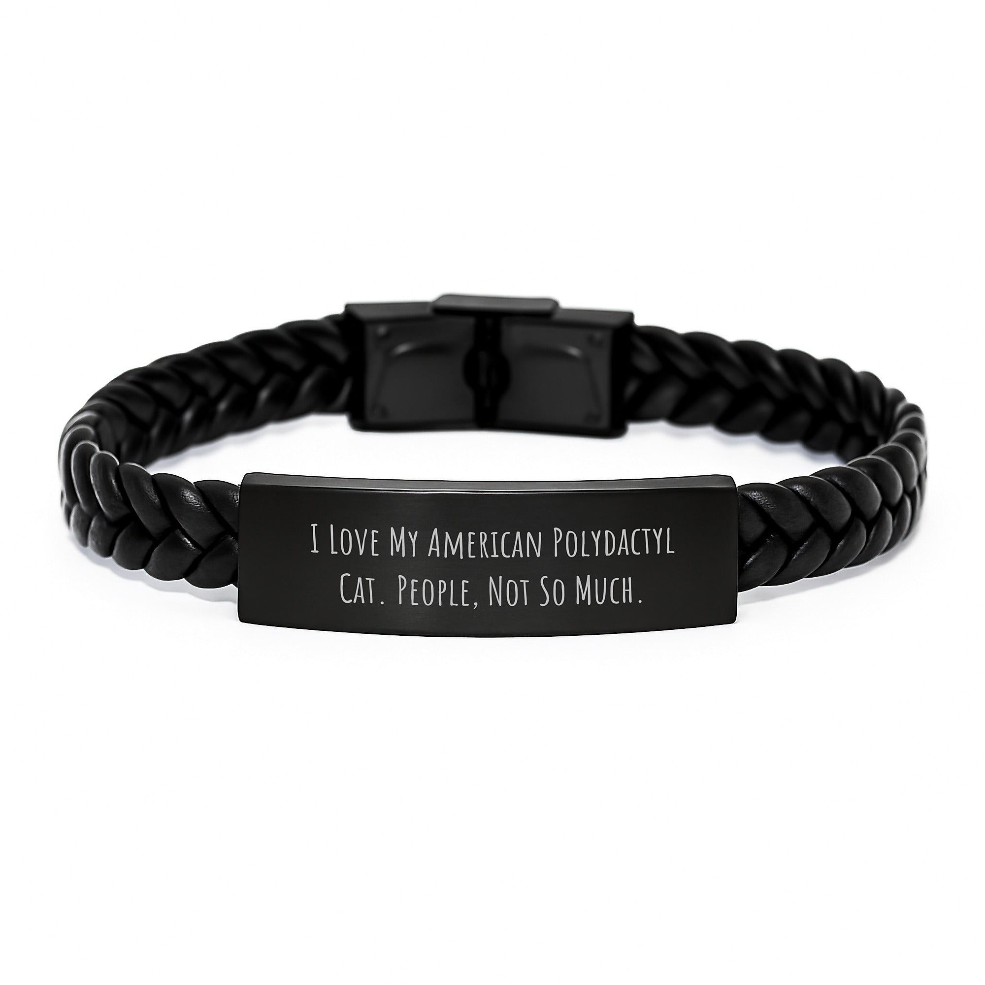 American Polydactyl Cat Enthusiasts Gifts for Men, Women, or Friends - Interlaced Leather Bracelet with Quote, Graduation Unique Gifts from Family, Coworkers