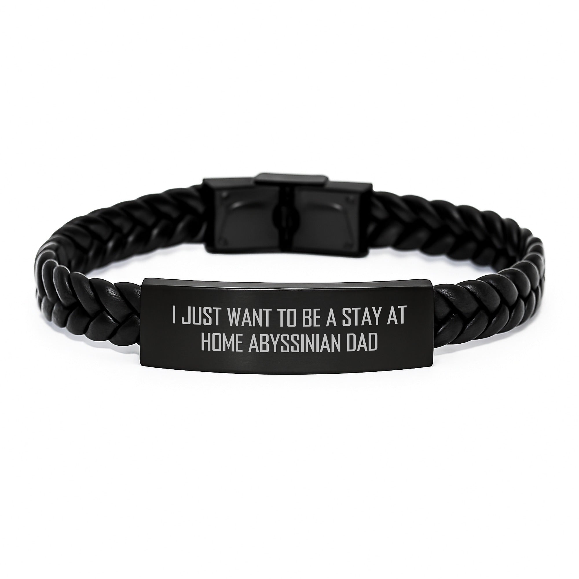Abyssinian Cat Dad's Gift, Funny Quote Interlaced Leather Bracelet, Gifts from Dad to Son, Birthday Unique Presents for Men, Gifts for Abyssinian Cat Lovers