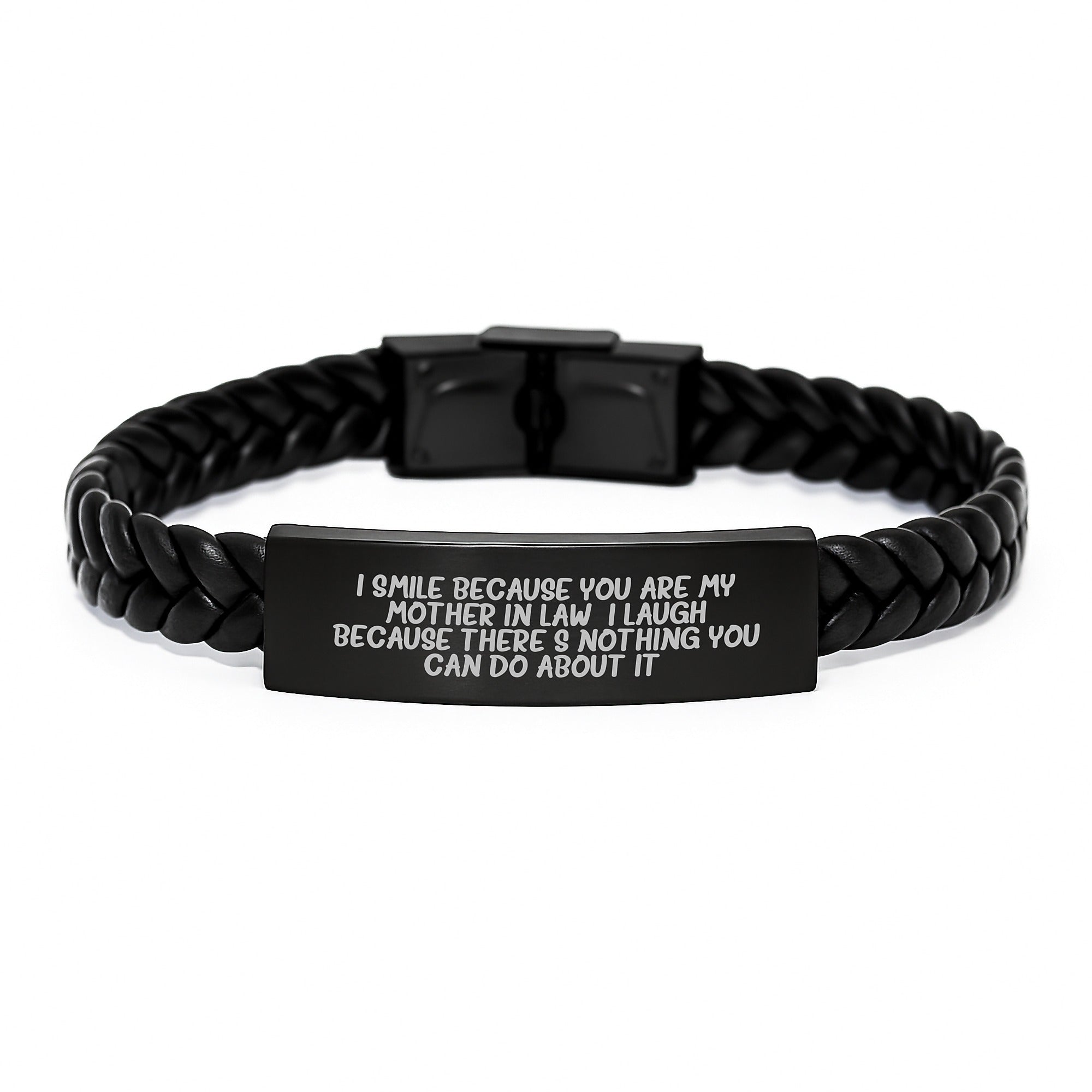 Funny Mom-in-law Gifts from Family, Unique Interlaced Leather Bracelet for Mom-in-law, I Smile Because You Are My Mom-in-law