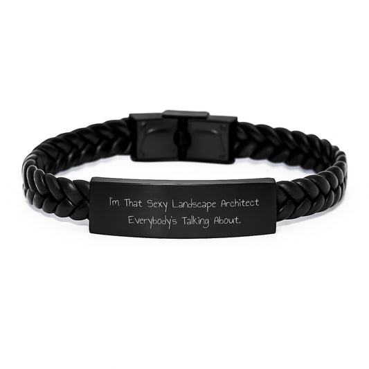 Sexy Landscape Architect Gifts for Her, Interlaced Leather Bracelet, Funny Quote, Graduation Unique Gifts from Friends, Gifts for Landscape Architect - Image 1