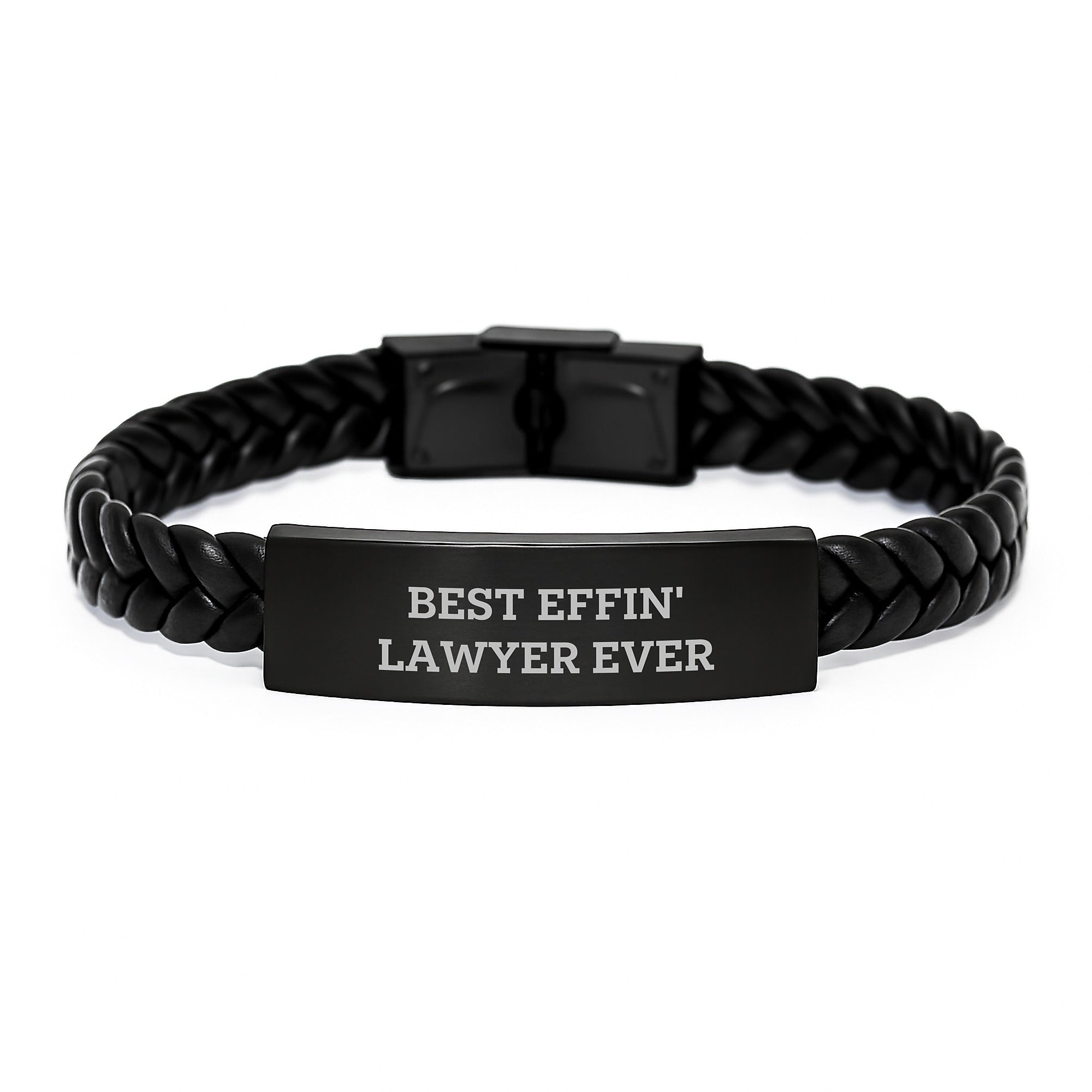 Funny Lawyer Gifts from Men for Lawyer, Interlaced Leather Bracelet Quote 'Best Effin' Lawyer Ever' Christmas Unique Gifts