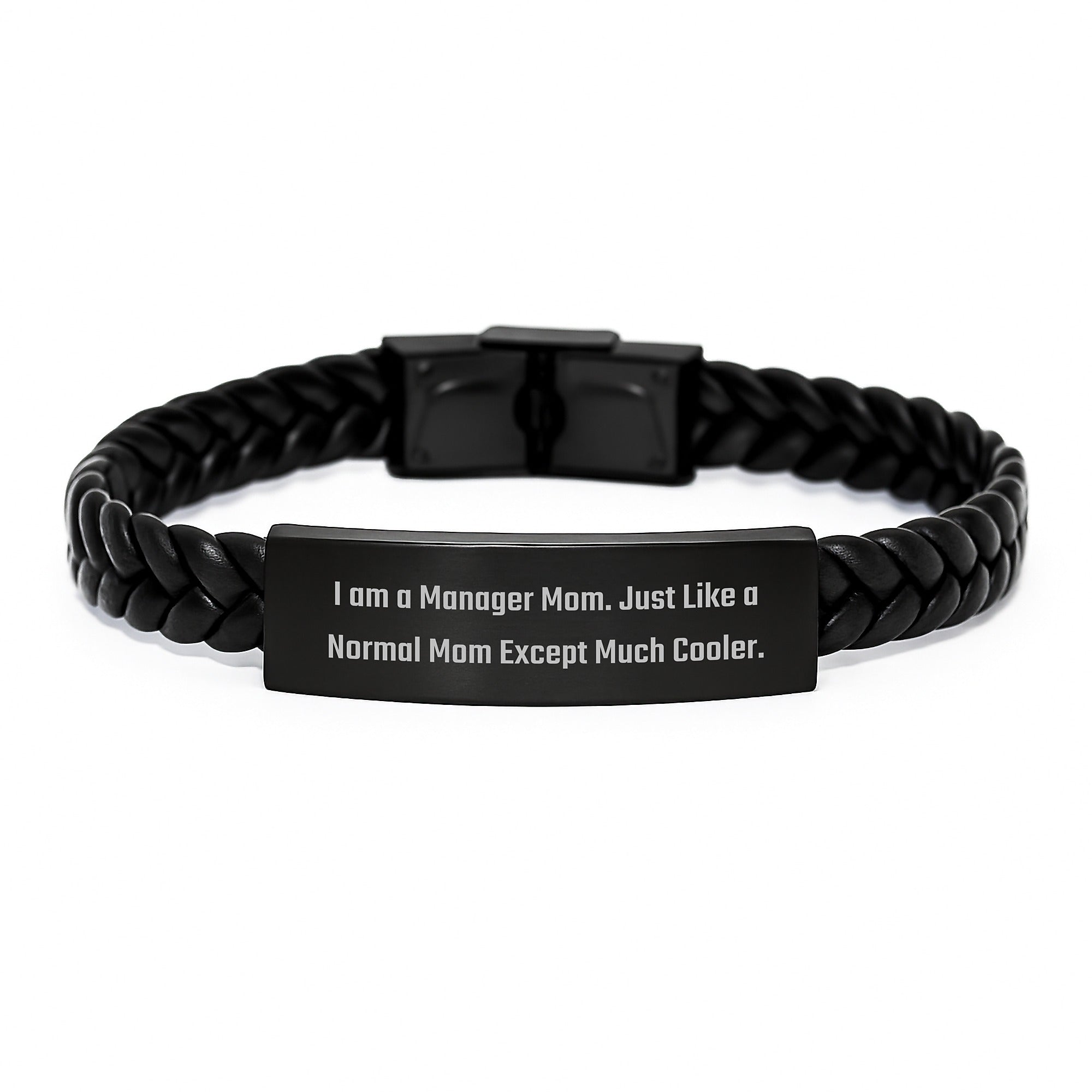 Unique Christmas Unique Gifts for Manager Mom, Funny Interlaced Leather Bracelet from Family, Inspirational Quote - 'I Am A Manager Mom'
