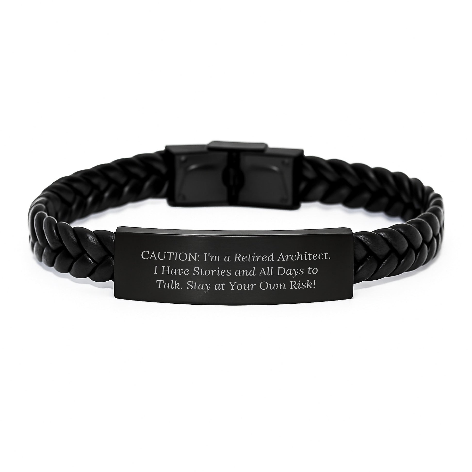 Architect Humor Gifts from Friends, Funny Interlaced Leather Bracelet for Birthday, Stay at Your Own Risk! Gifts for Architects, Unique Birthday Presents - Image 1