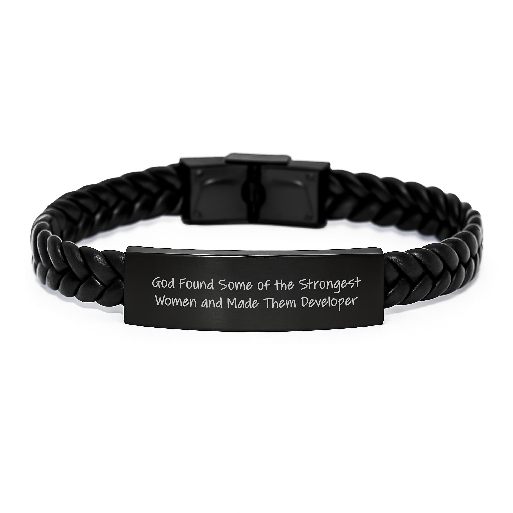 Developer Inspiration Gifts from Men, Women, Friends, Coworkers, Family - Interlaced Leather Bracelet, Funny Quote, Christmas Unique Presents