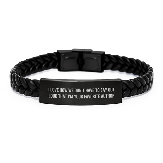 Author's Favorite Quote Interlaced Leather Bracelet, Funny Gift from Friends to Author, Birthday Unique Gifts for Him Her - Image 1