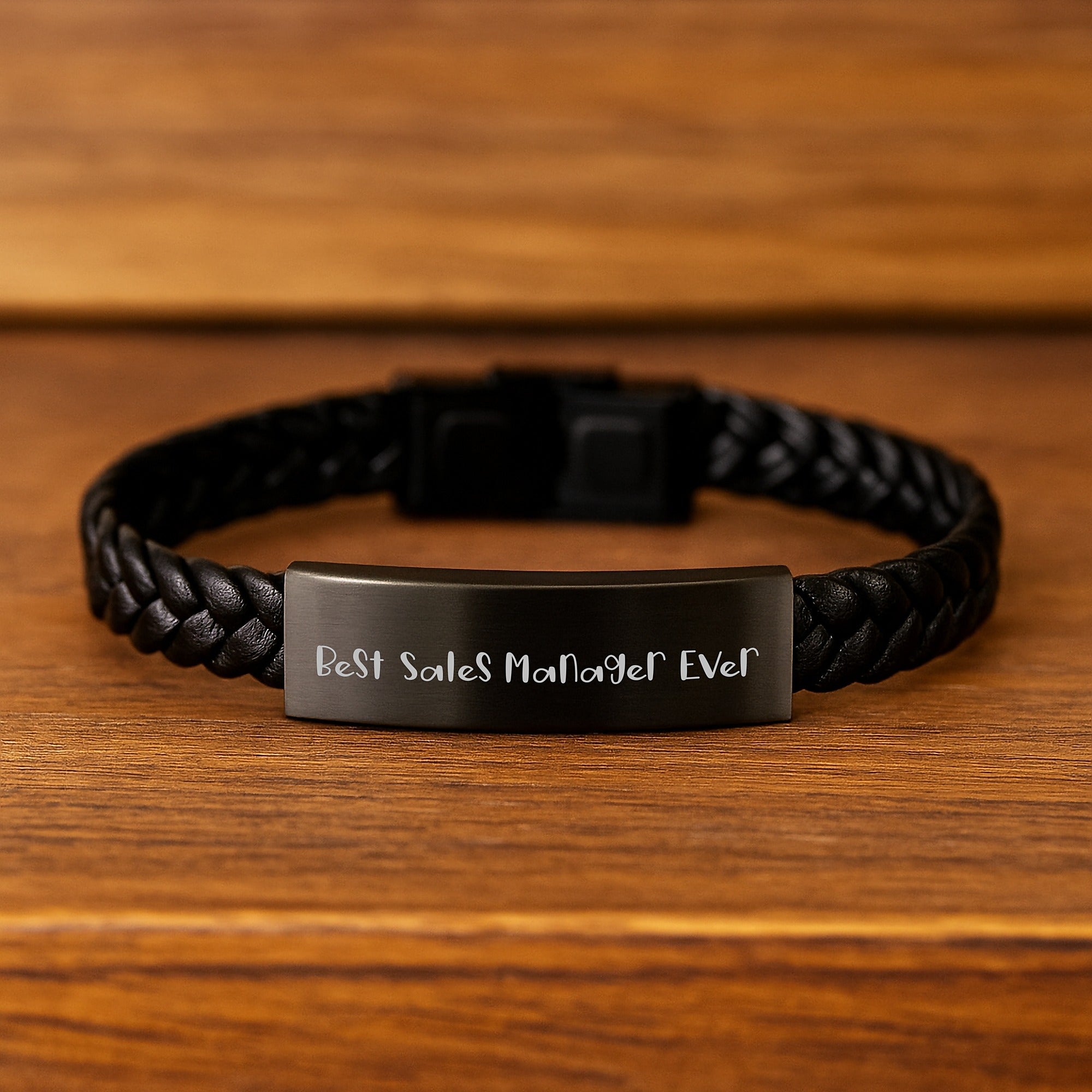 Sales Manager Gifts, Inspirational Quote Best Sales Manager Ever, Interlaced Leather Bracelet for Men, Women, Friends, Coworkers, Family - Graduation Unique Gifts from - Image 2