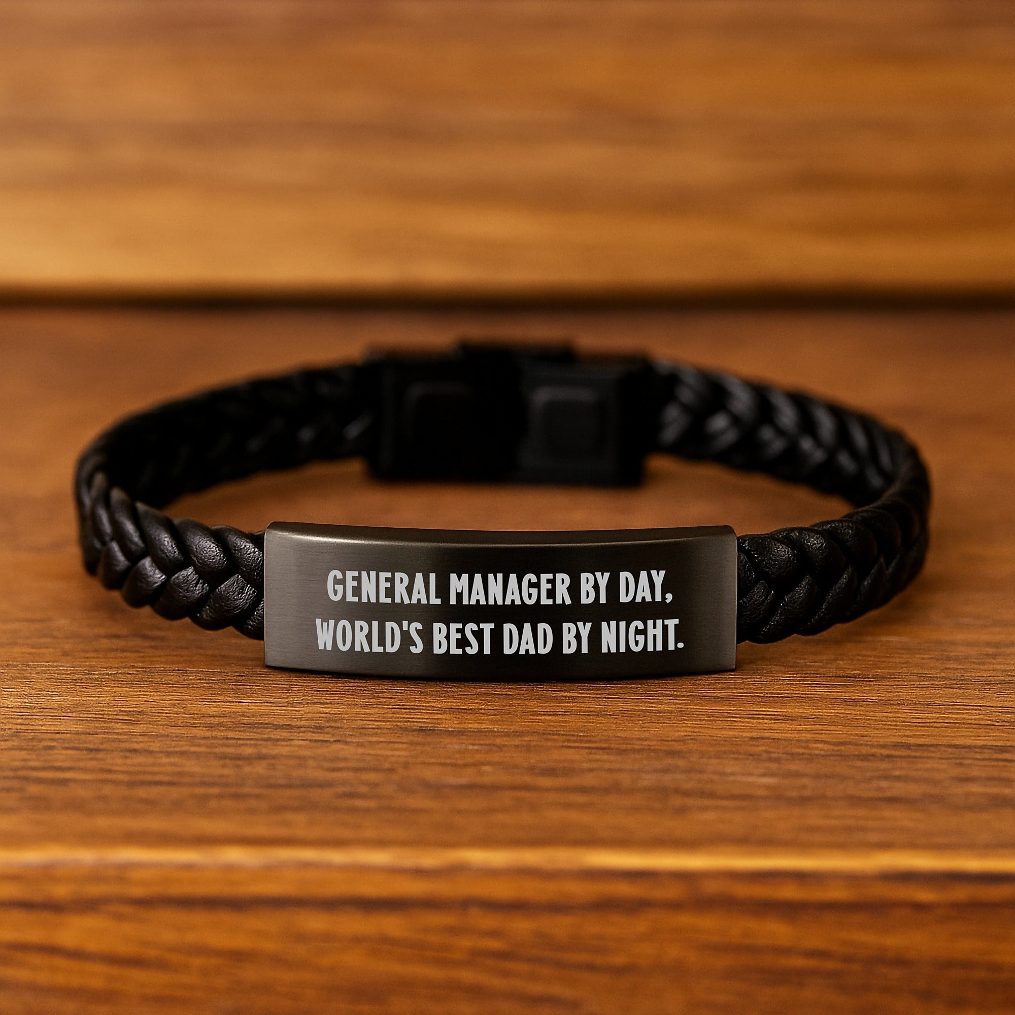 General Manager Gifts for Him, Funny Quote Interlaced Leather Bracelet, Gifts from Men to General Manager, Unique Graduation Presents for Men - Image 2