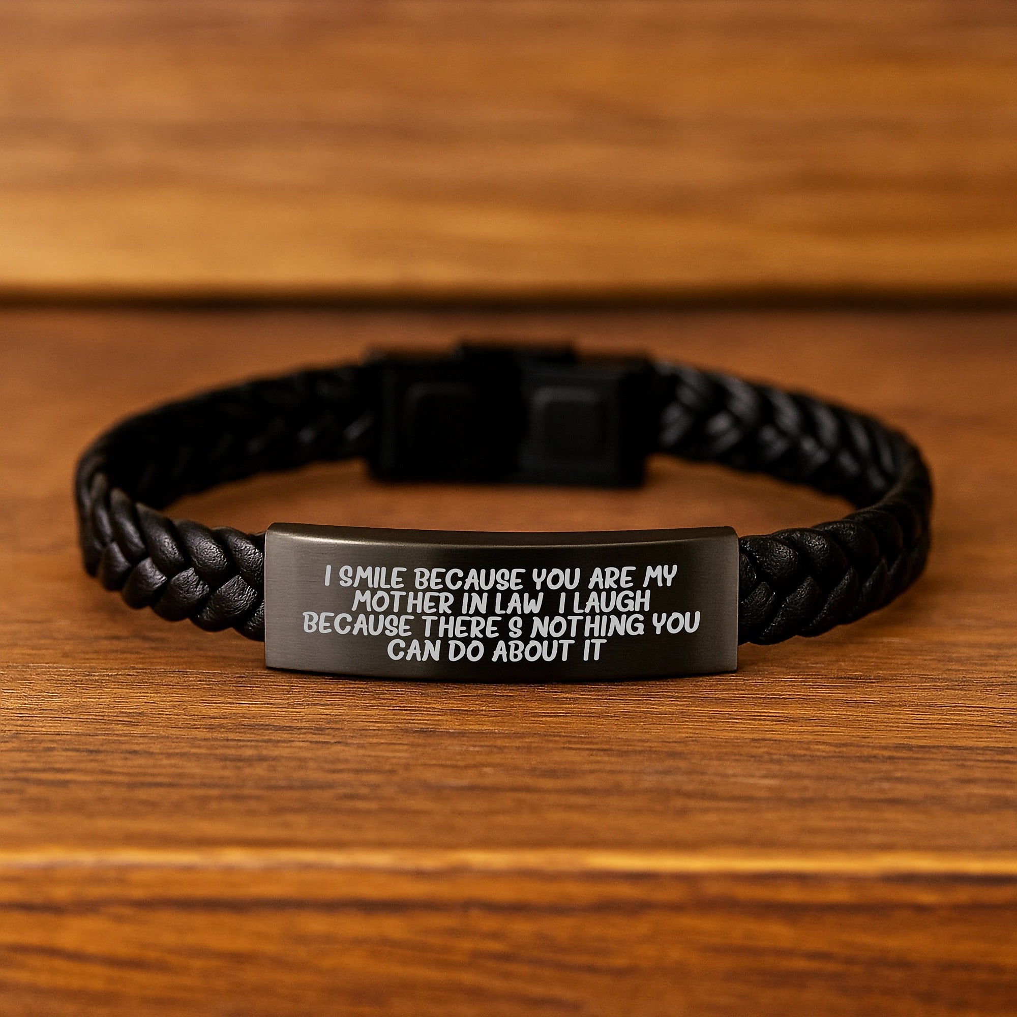 Funny Mom-in-law Gifts from Family, Unique Interlaced Leather Bracelet for Mom-in-law, I Smile Because You Are My Mom-in-law - Image 2