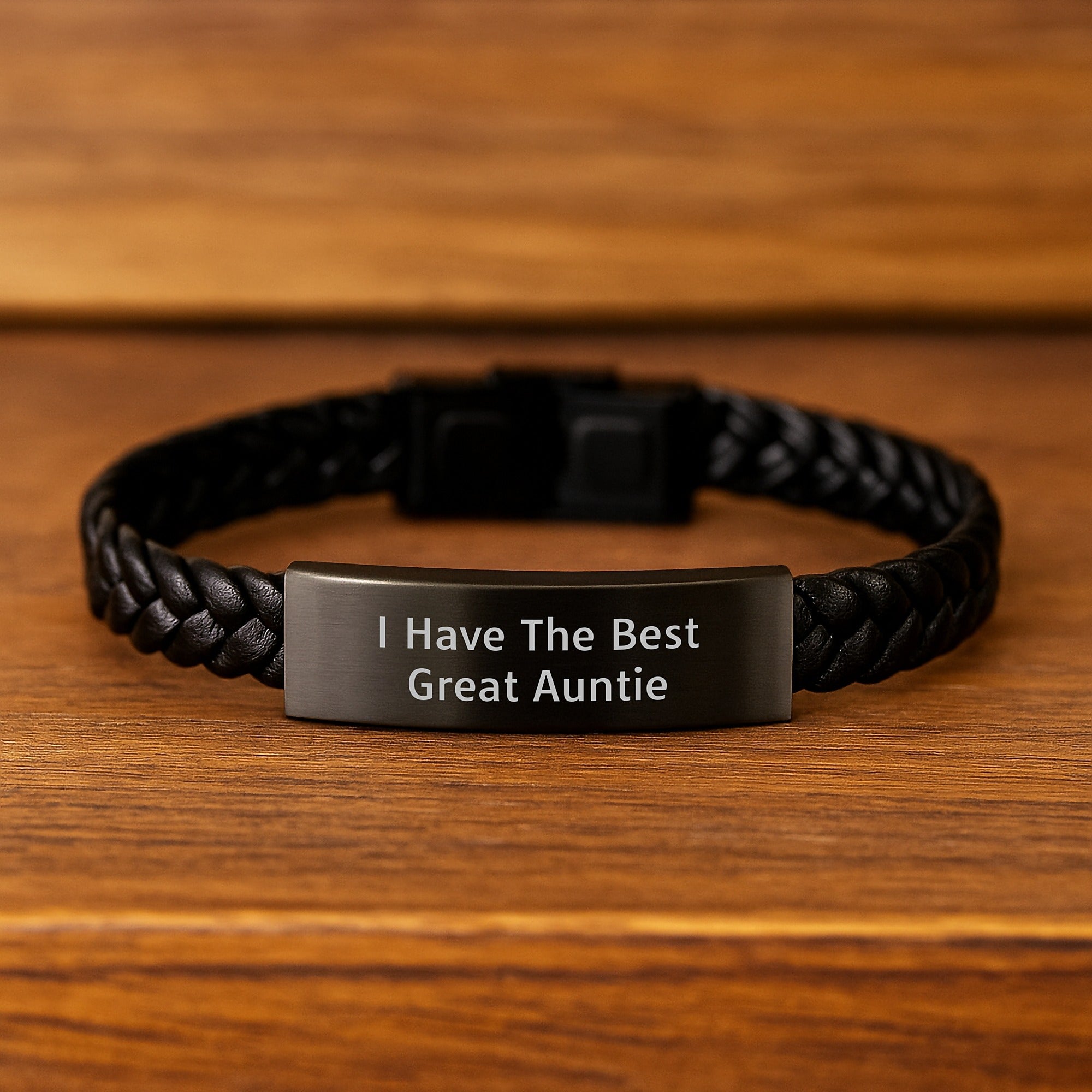 Funny Auntie Gifts, Interlaced Leather Bracelet for Auntie, Ideal Gift for Graduation Day - 'I Have The Best Great Auntie' Quote - Image 2