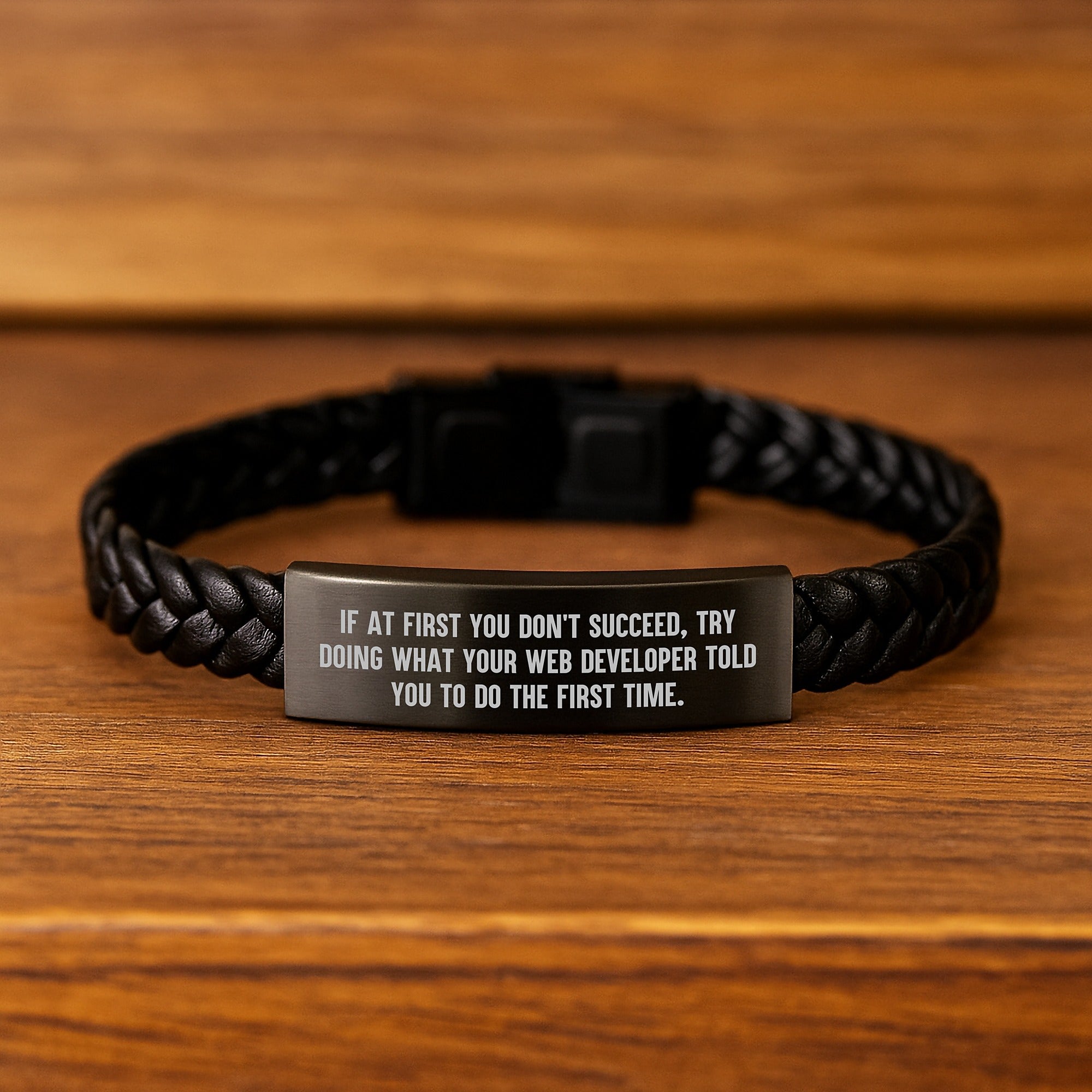Unique Web Developer Gifts from Men to Friends Web Developer Interlaced Leather Bracelet Funny Quote for Christmas Unique Presents - Image 2