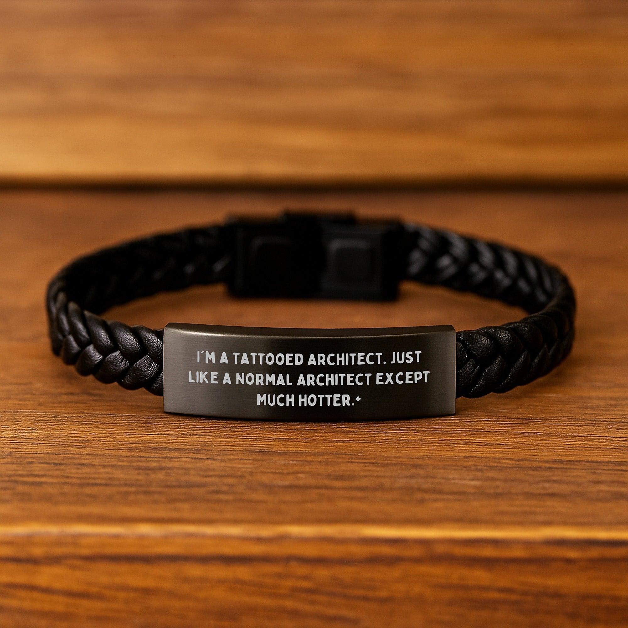 Tattooed Architect Leather Bracelet, Funny Quote Gift for Architect, Unique Christmas Unique Gift for Men - Image 2