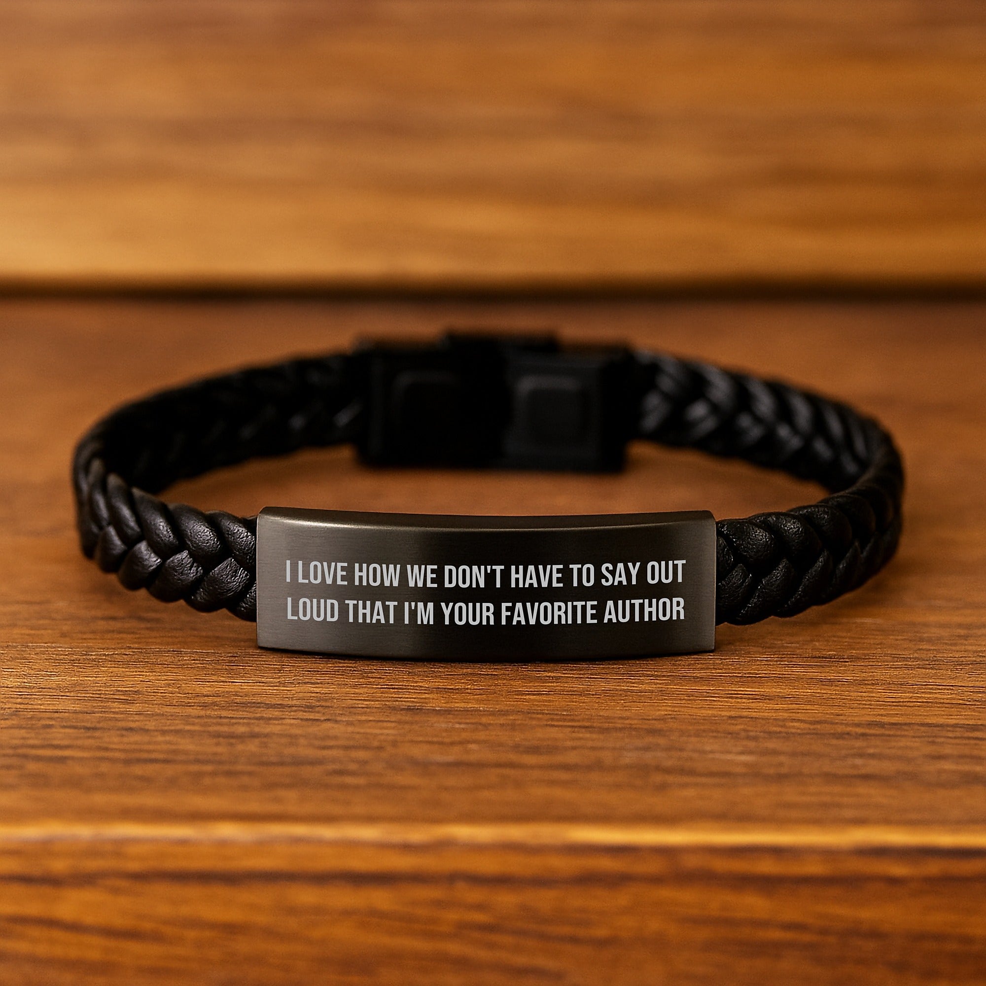 Author's Favorite Quote Interlaced Leather Bracelet, Funny Gift from Friends to Author, Birthday Unique Gifts for Him Her - Image 2