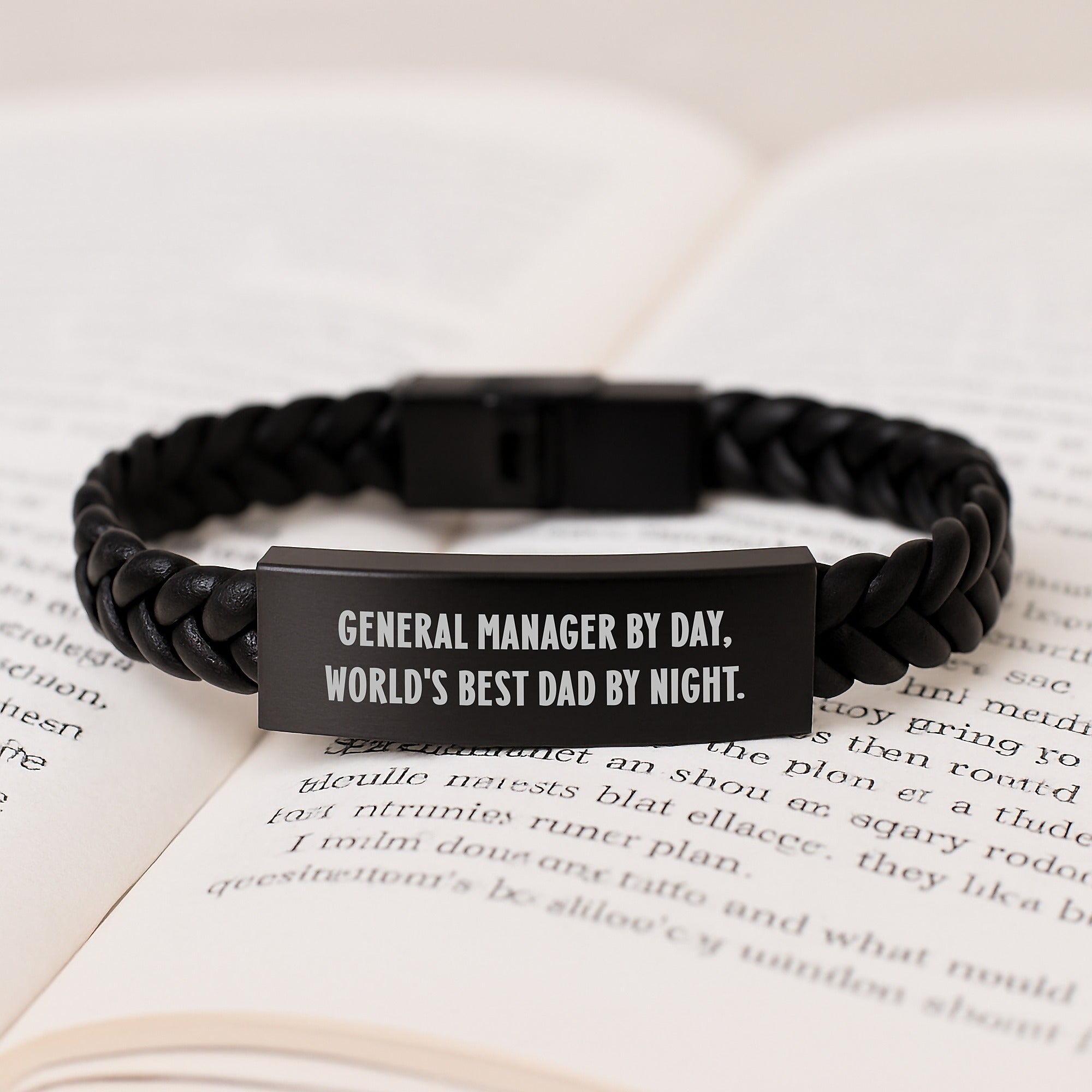 General Manager Gifts for Him, Funny Quote Interlaced Leather Bracelet, Gifts from Men to General Manager, Unique Graduation Presents for Men - Image 3