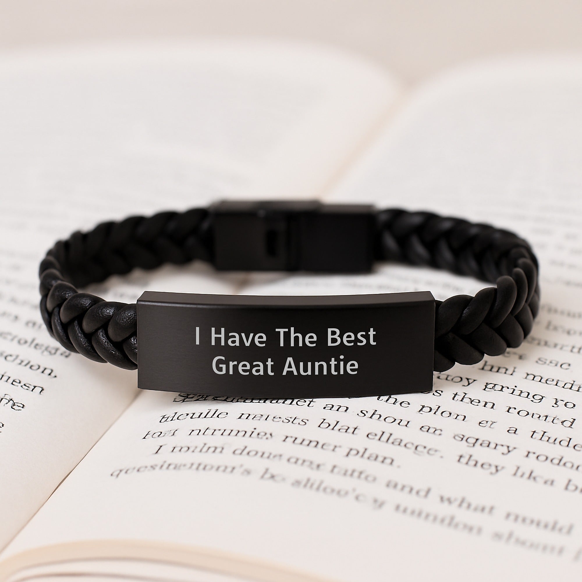 Funny Auntie Gifts, Interlaced Leather Bracelet for Auntie, Ideal Gift for Graduation Day - 'I Have The Best Great Auntie' Quote - Image 3