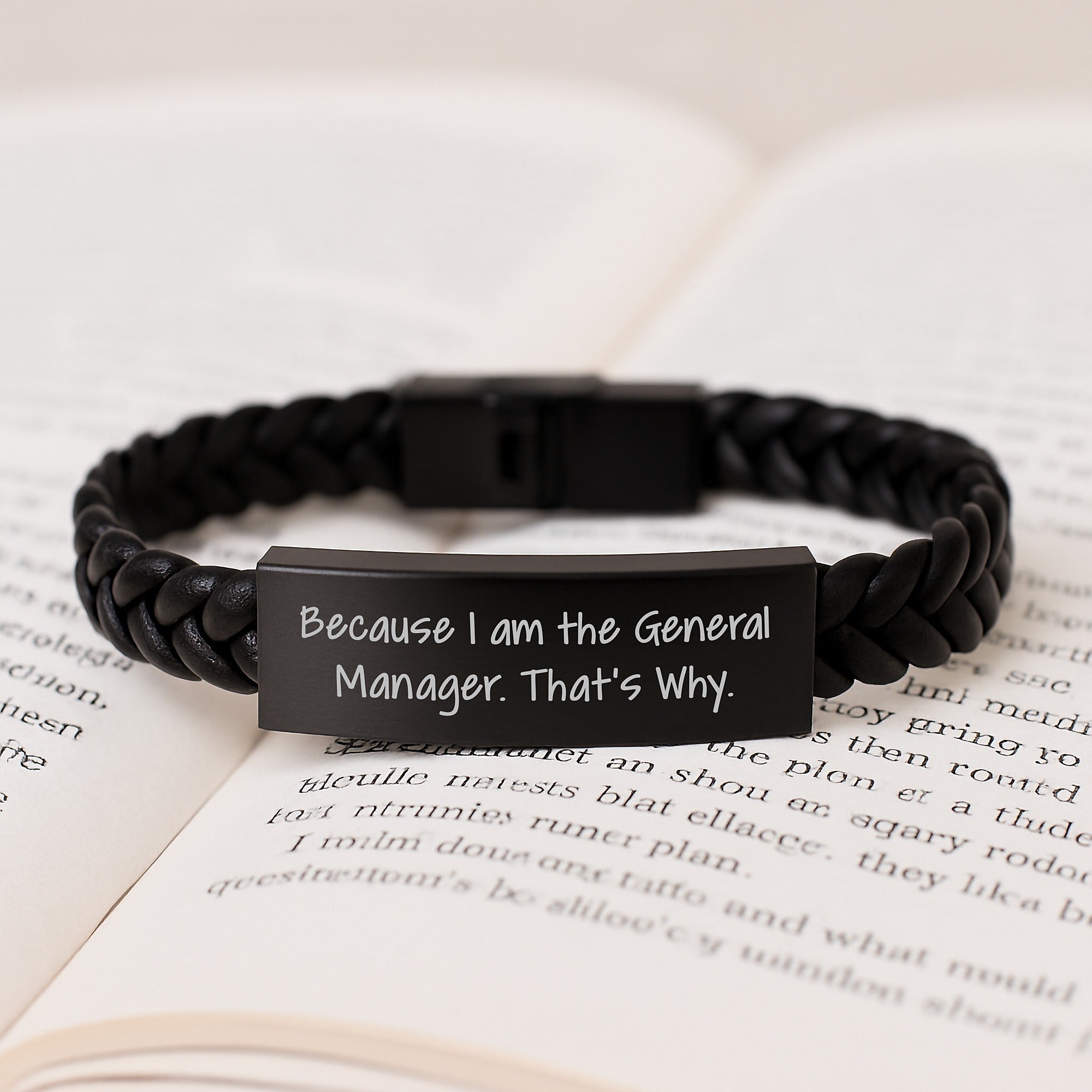 General Manager Gift Funny Quote Interlaced Leather Bracelet for Men from Friends - Image 3