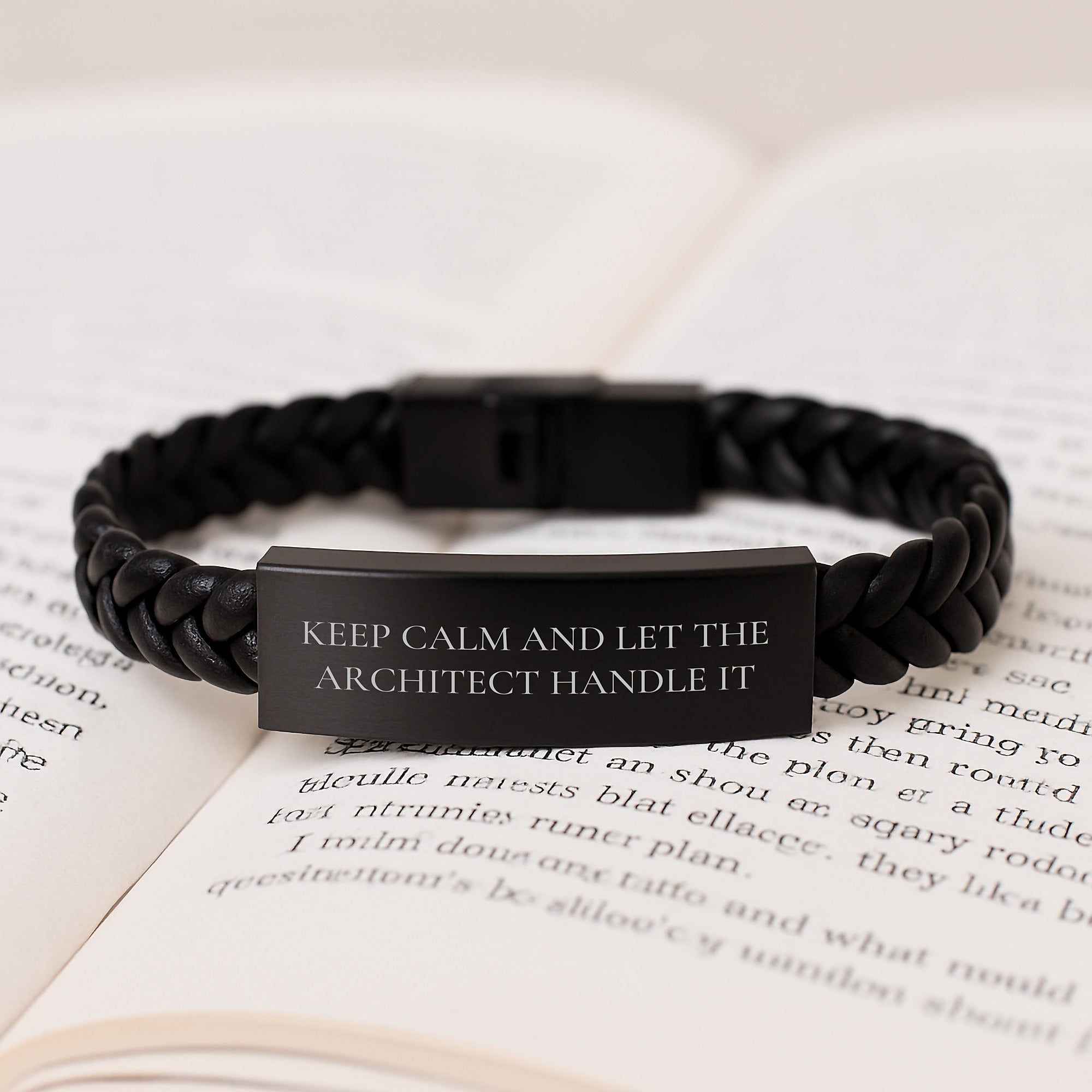 Keep Calm And Let The Architect Handle It Funny Quote Interlaced Leather Bracelet Gifts from Men for Architect Friends Coworkers Family Christmas Unique Presents - Image 3