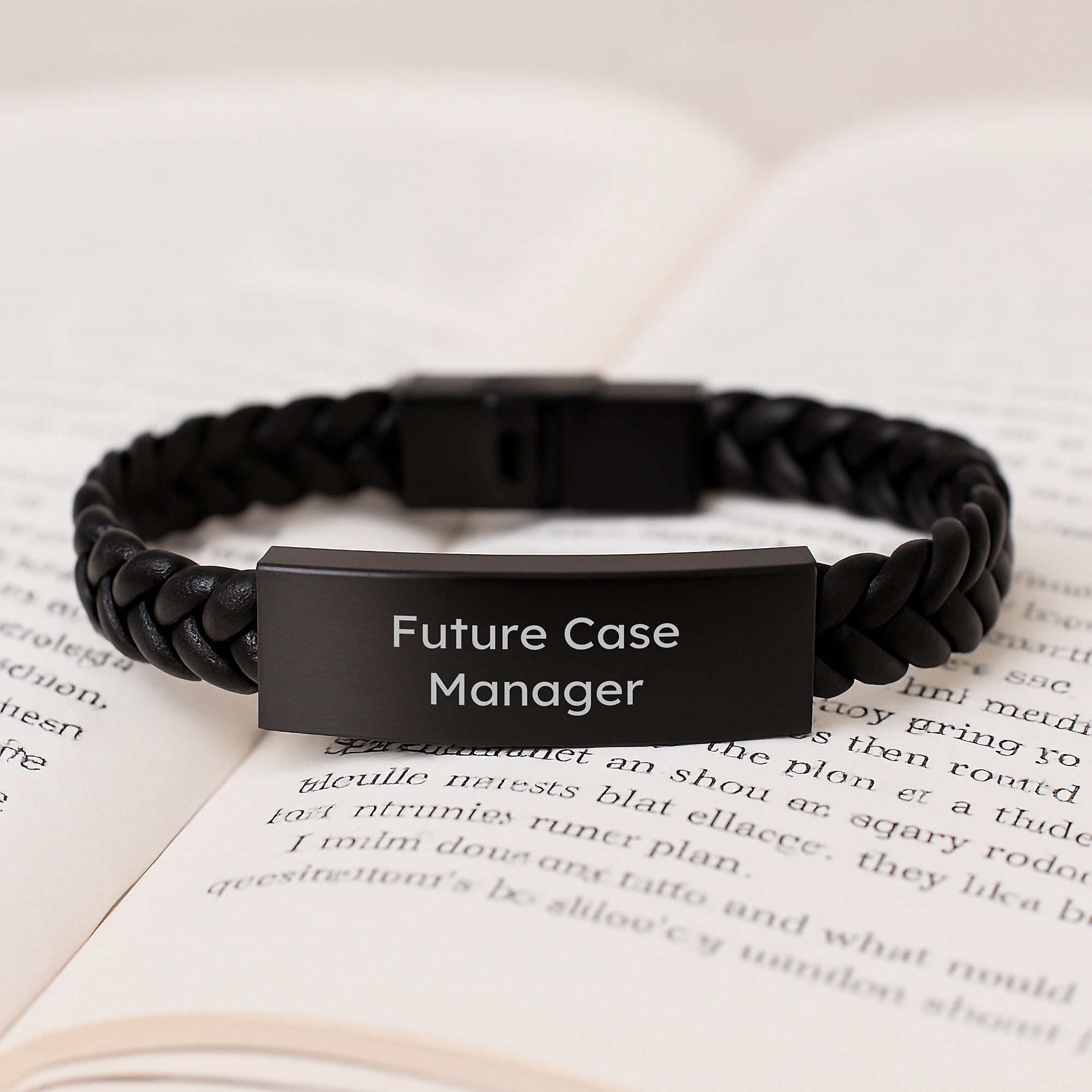 Funny Quote Case Manager Gifts, Interlaced Leather Bracelet, Stainless Steel Charms, Christmas Unique Gifts from Friends to Future Case Manager - Image 3