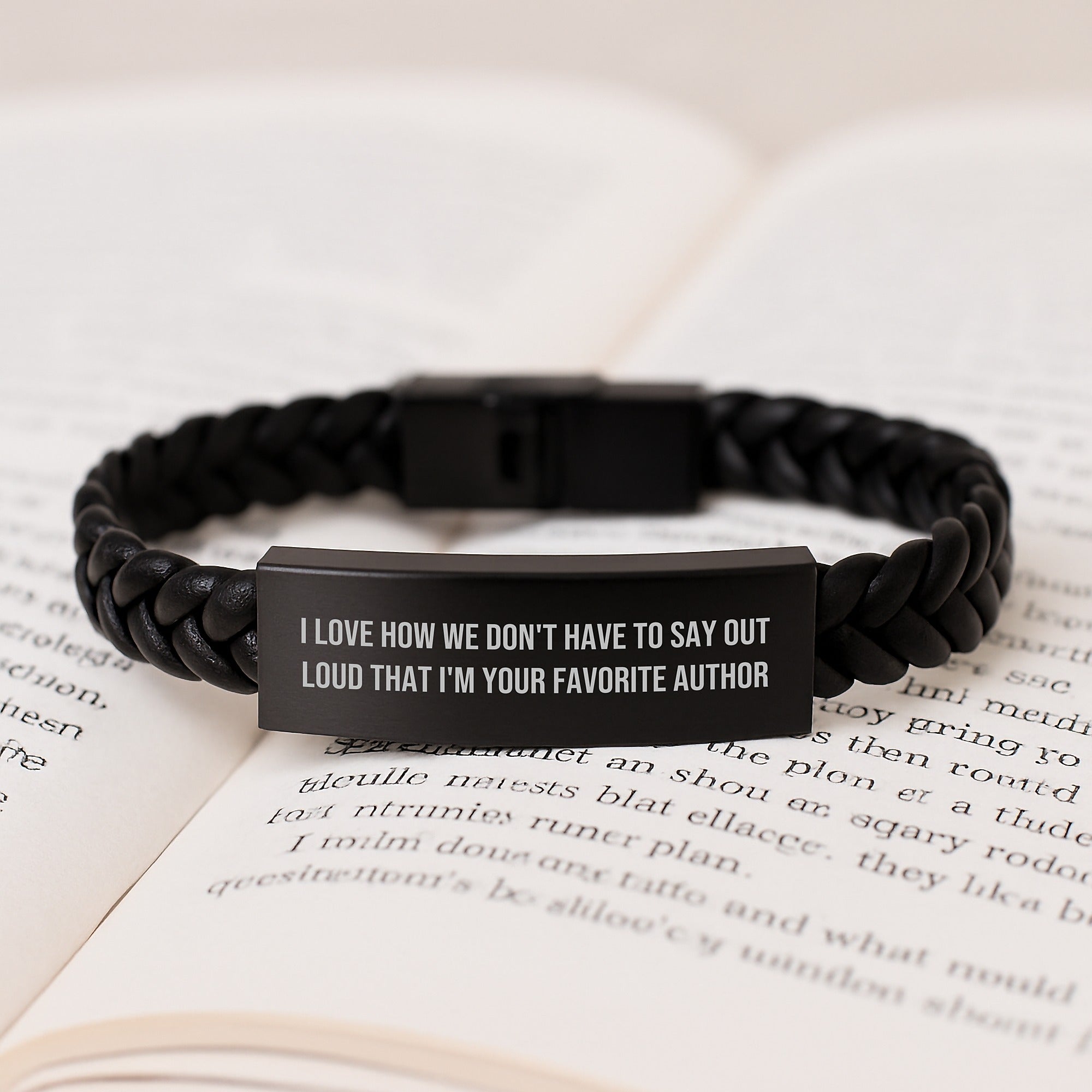 Author's Favorite Quote Interlaced Leather Bracelet, Funny Gift from Friends to Author, Birthday Unique Gifts for Him Her - Image 3