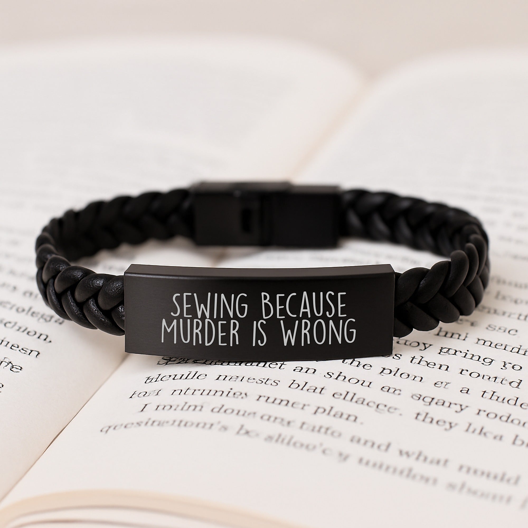 Sewing Enthusiast's Delight, Funny Quote Interlaced Leather Birthday Unique Gifts for Men, Women, Coworkers, Family, Friends - Image 3