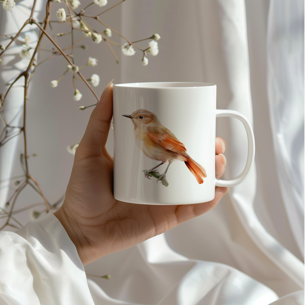 Bird Watching Mug, Rufous Hornero Song Bird Mug, 11oz or 15oz White Ceramic Coffee Mug Gift for Bird Watchers