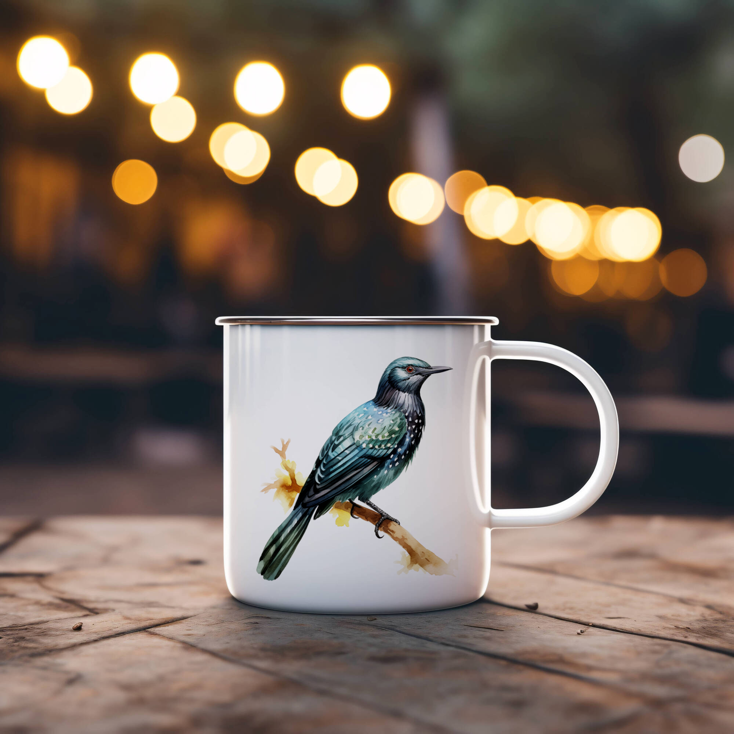 Bird Watching Mug, Asian Koel Song Bird Camping Mug, 12oz Camping Mug, White Stainless Steel Cup with Handle