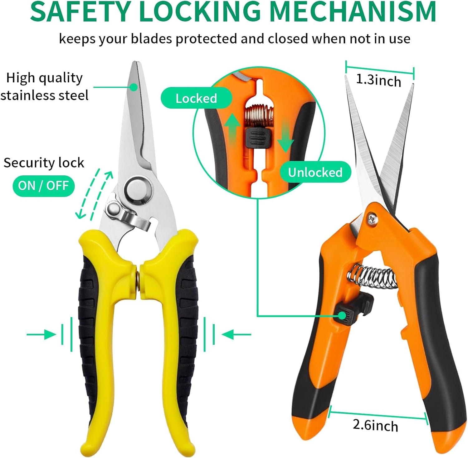Garden Pruning Shears 3 Pack Gardening Shears Garden Scissors Stainless Steel Plant Flower Scissors Clippers Pruning Shears Tijeras De Jardinería