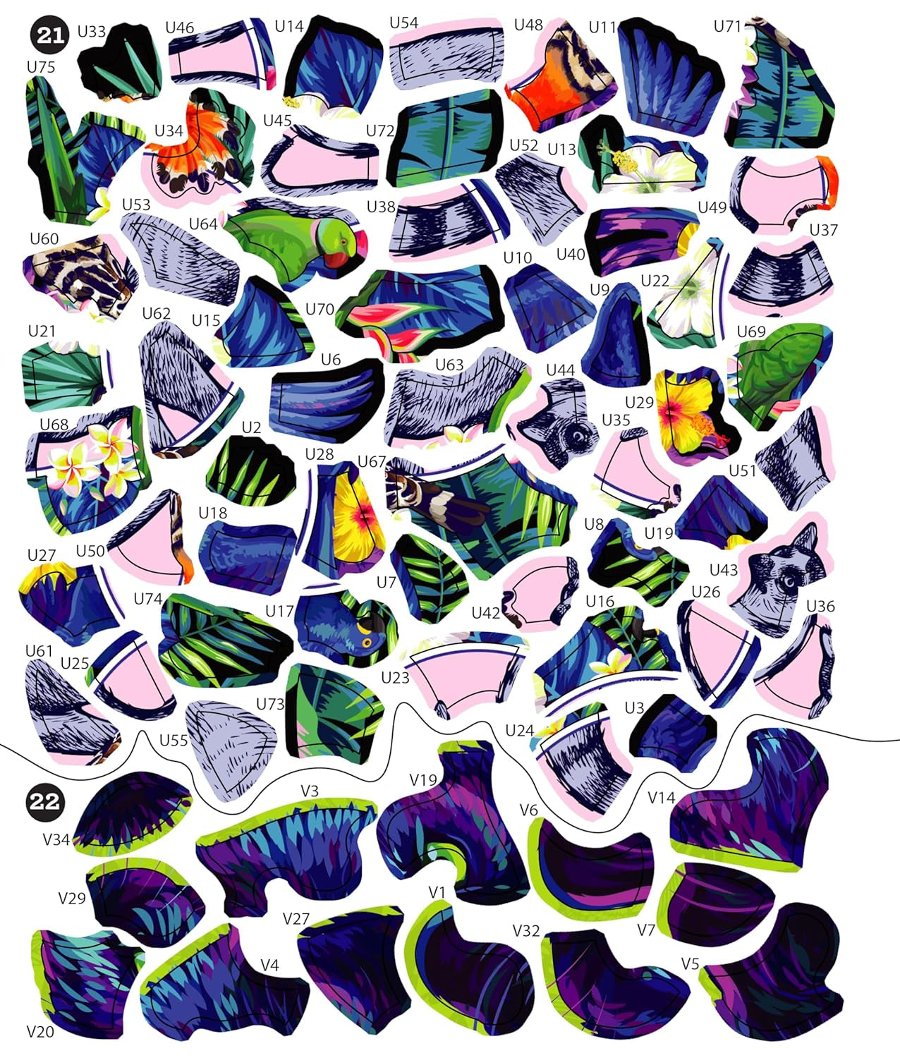 Brain Games - Sticker by Number: Neon Jungle (28 Images to Sticker)