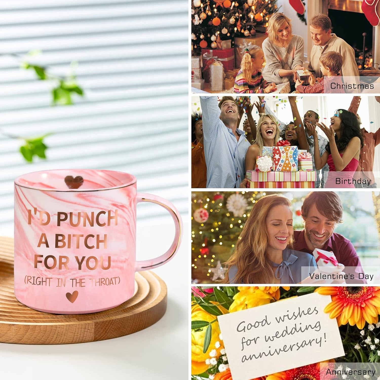 I'd Punch a Bitch for You Mug – Funny Pink Coffee Mug Gift