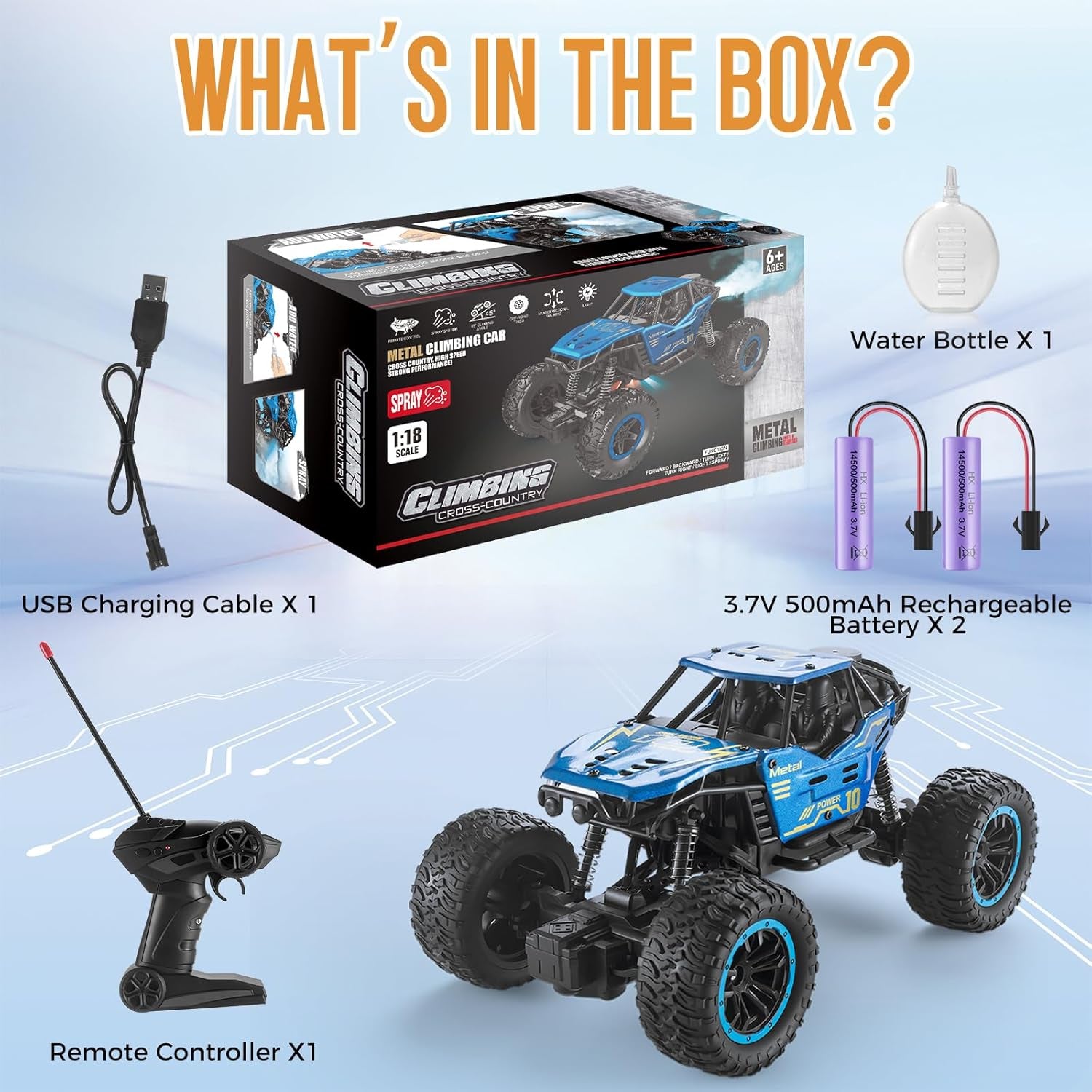 Remote Control Truck, 1:18 Remote Control Car for Boy with Spray & Light for Kids Age 4-7 8-12, 2.4Ghz Indoor/Outdoor All Terrain Electric RC Car Toy Gifts for Kids