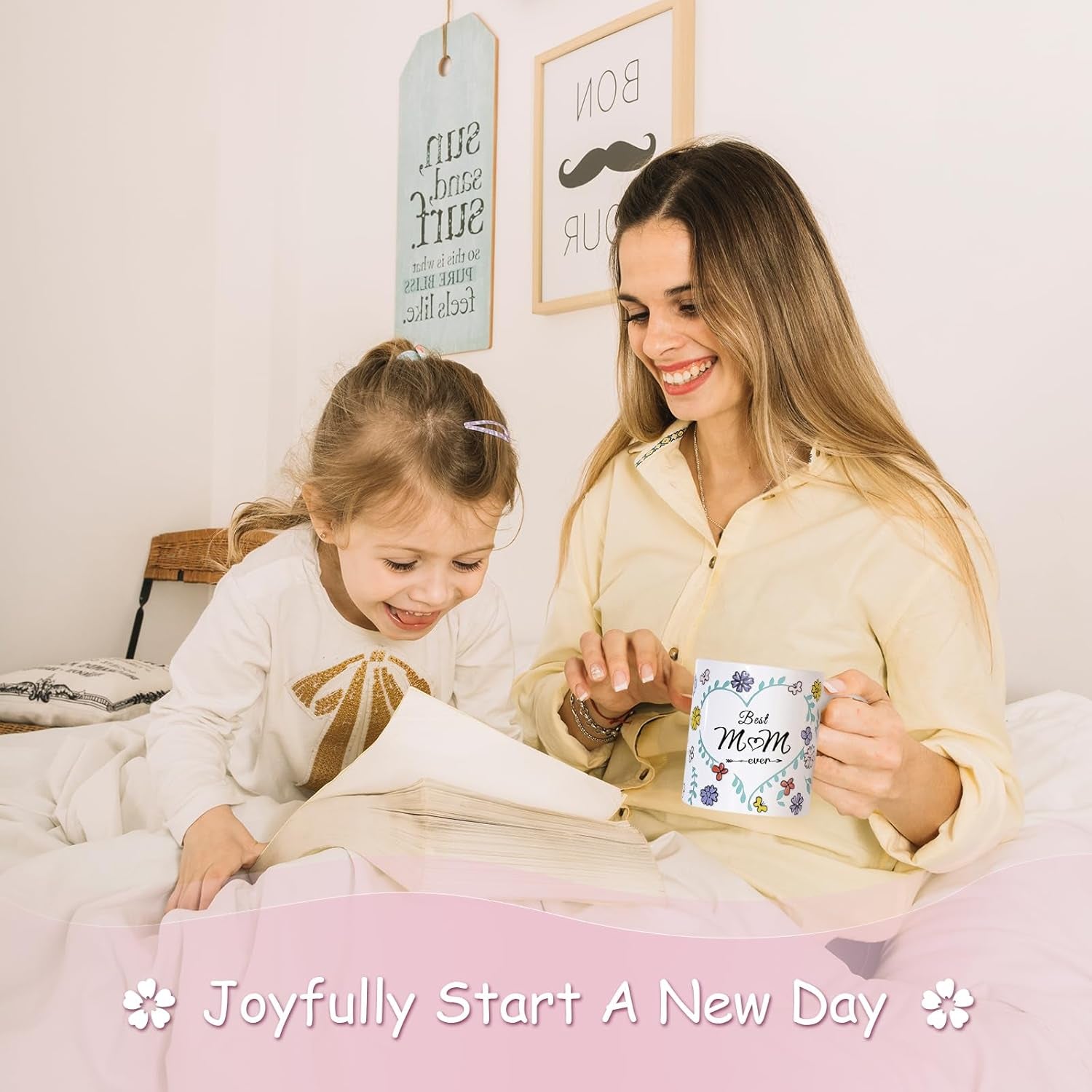 Gifts for Best Mom Ever Mug 11Oz Birthday Gift for Mom Mothers Day Gifts from Daughter Son, Hand-Painted 3D Flower Moms Cup,Microwave & Dishwasher Safe Coffee Mug for Mothers Day Christmas Gift