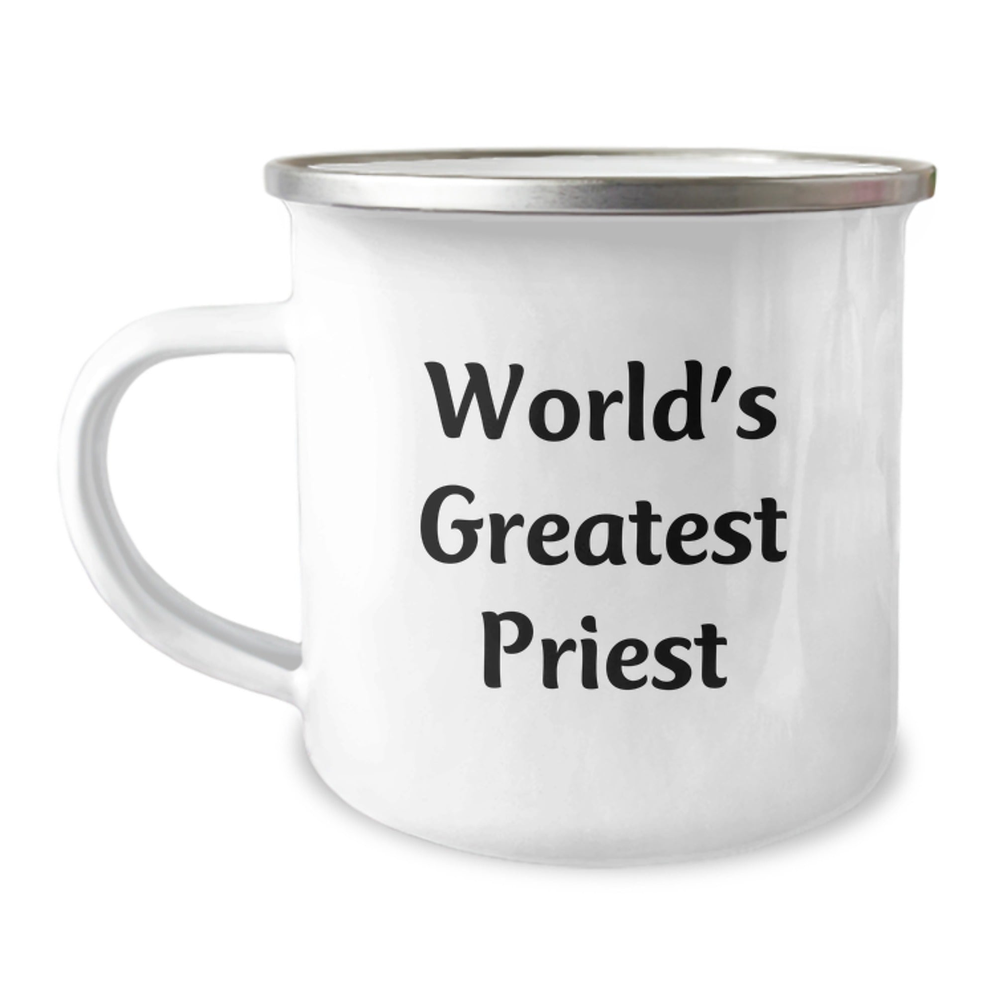 Funny Priest Gifts for Men - 'World's Greatest Priest' Camping Mug, Stainless Steel with Enamel Finish, Perfect for Graduation Unique Gifts from Family to Priest