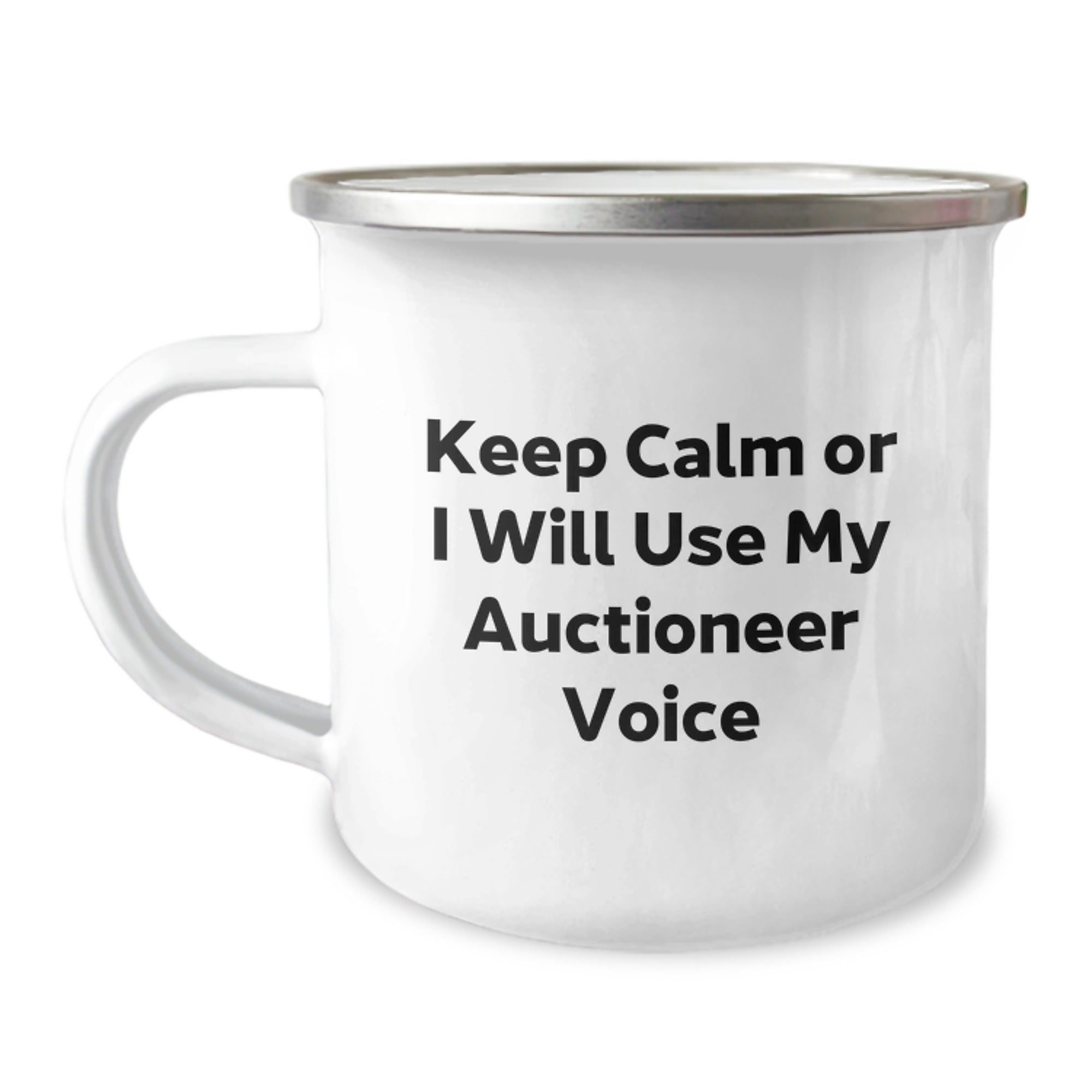 Funny Auctioneer Gifts for Men - Keep Calm Or I Will Use My Auctioneer Voice Camping Mug, Perfect for Graduation Unique Gifts from Friends