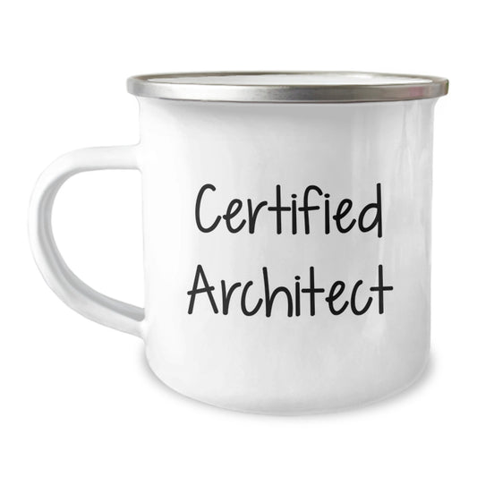 Funny Certified Architect Gifts for Men, Camping Mug for Graduation, 'The Architect's Survival Kit' Quote, 12 oz Stainless Steel with Enamel Finish, Ideal Gifts from Family to Friends - Image 1