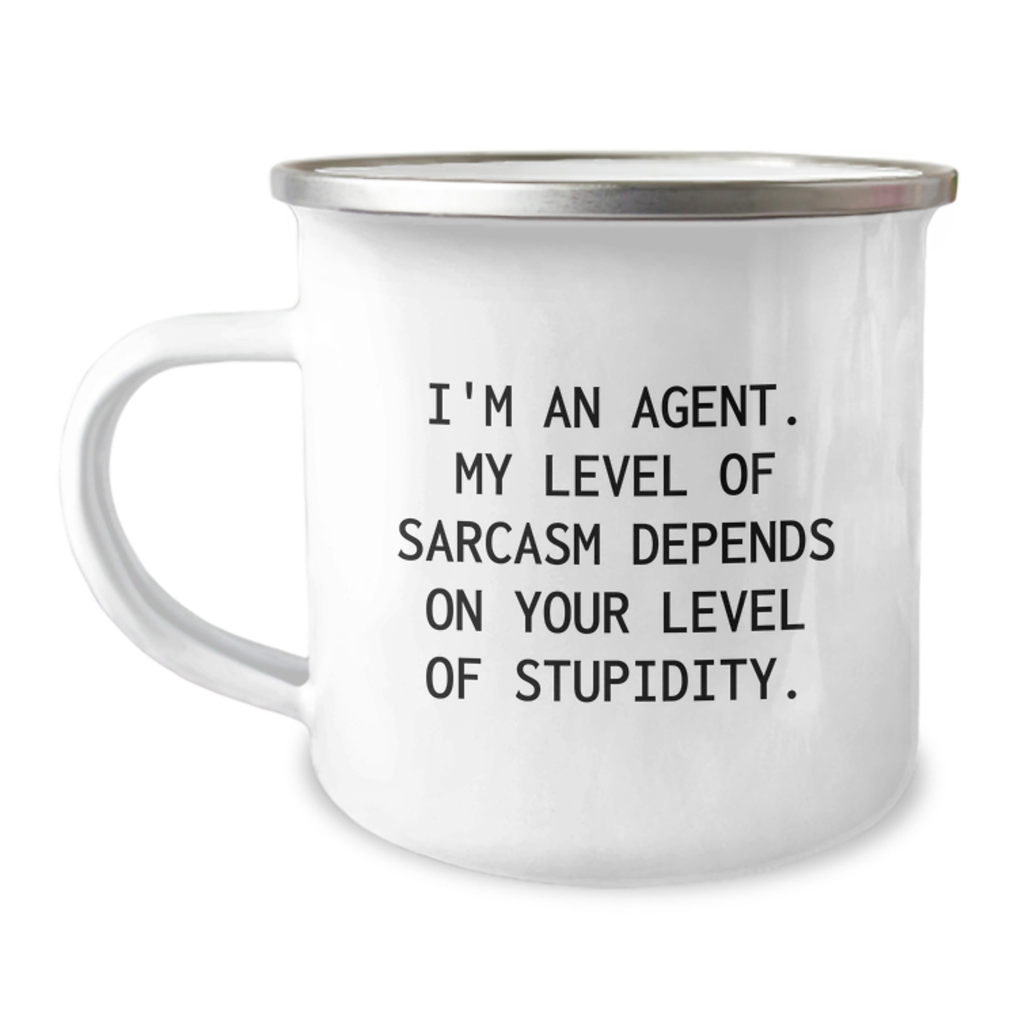 Funny Agent Gifts from Men for Men - I'm An Agent Sarcasm Level Mug, 12 oz Stainless Steel Camping Mug for Christmas Unique Gifts