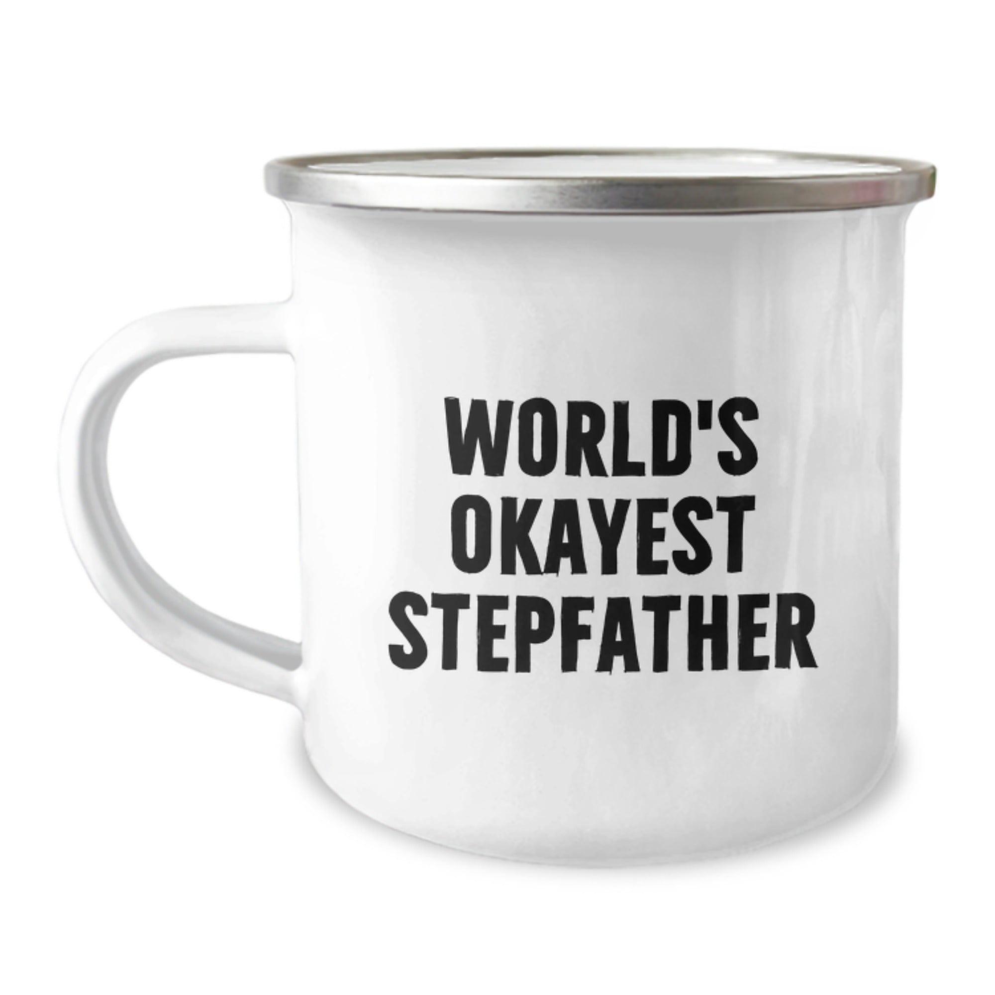 Funny Gifts from Men to Stepfather - World's Okayest Stepfather Camping Mug, Unique Christmas Unique Gifts for Dad Stepfather