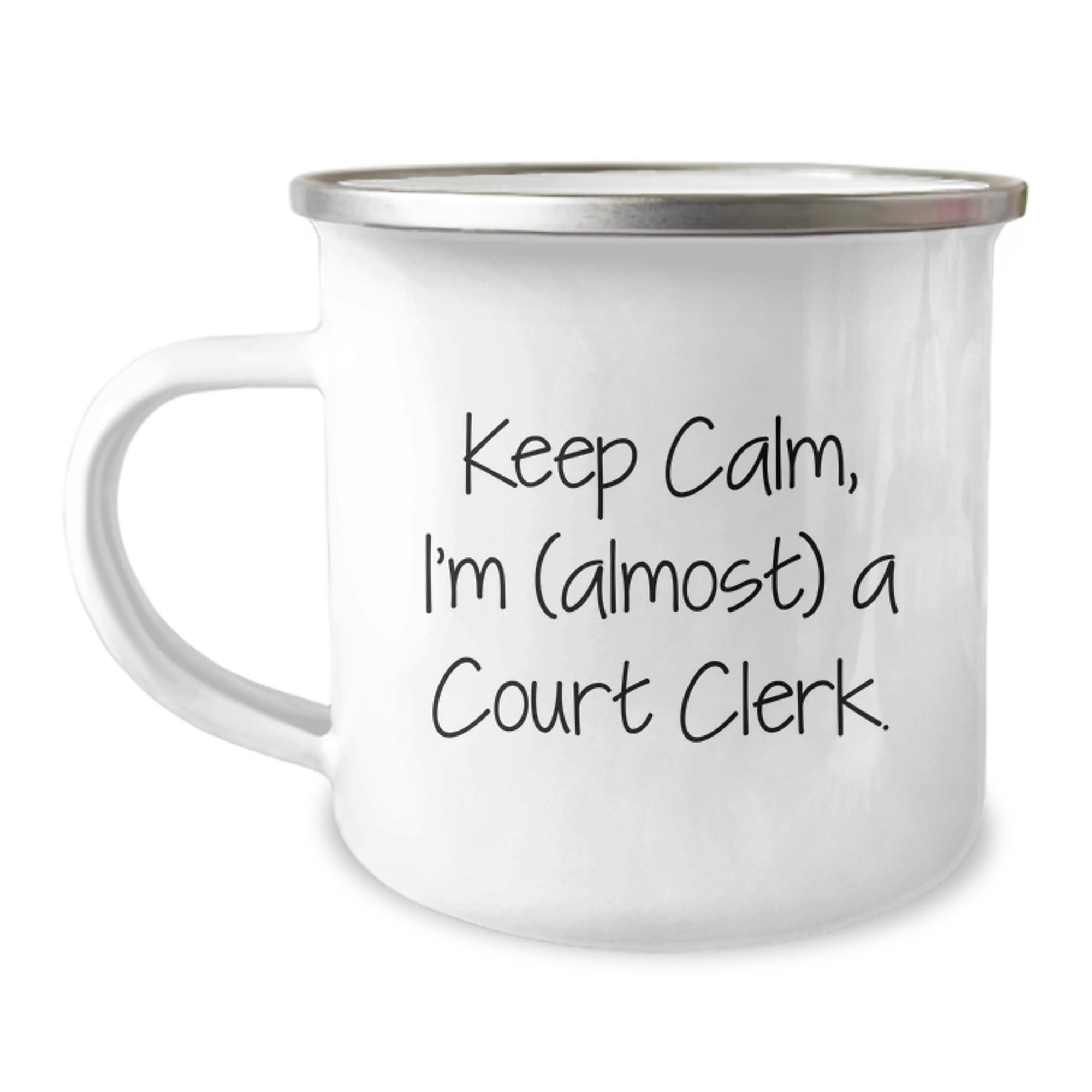 Funny Court Clerk Gifts from Family for Men, Keep Calm I'm almost A Court Clerk Camping Mug, Unique Christmas Unique Gifts