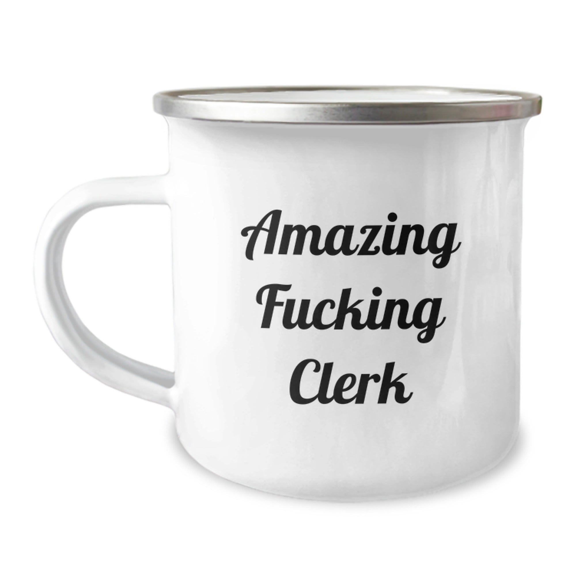 Funny Clerk Gifts for Men, Christmas Unique Presents from Family, Amazing F--king Clerk Stainless Steel Camping Mug, 12 oz Capacity